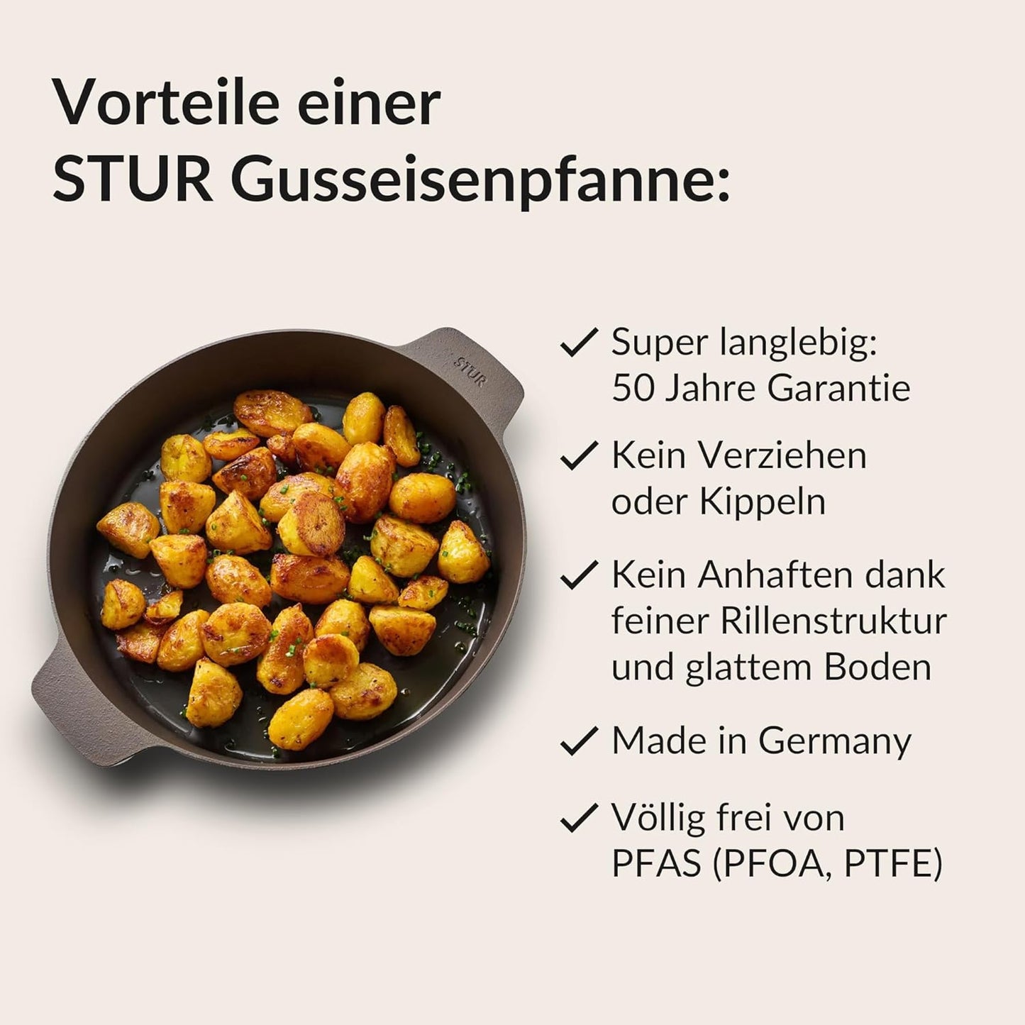 Gusseisenpfanne 32cm für alle Herdarten, 32 cm