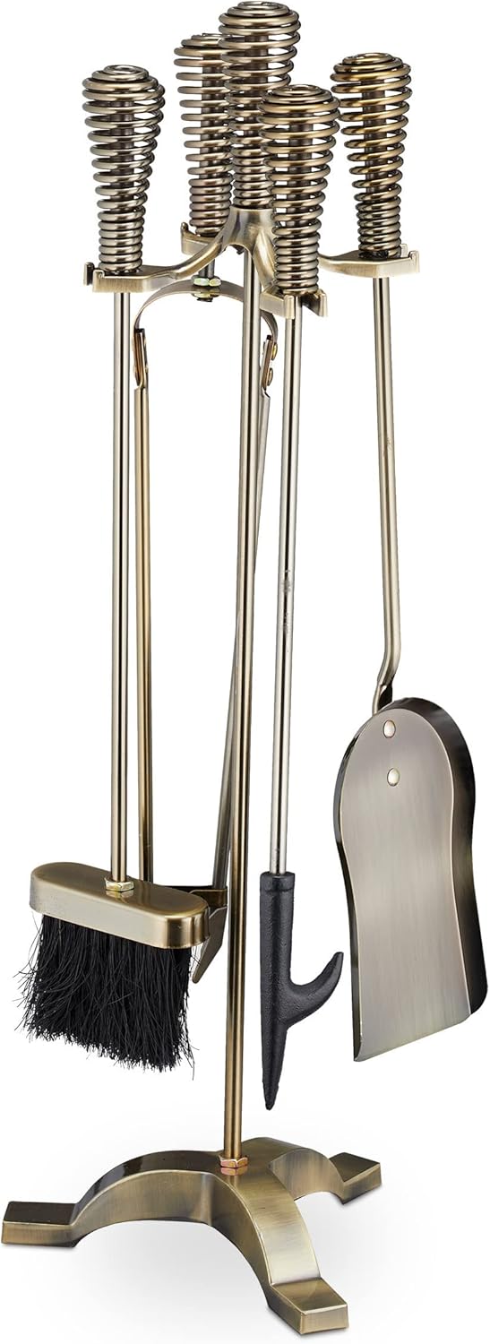 5-teiliges Kaminbesteck-Set mit Ständer