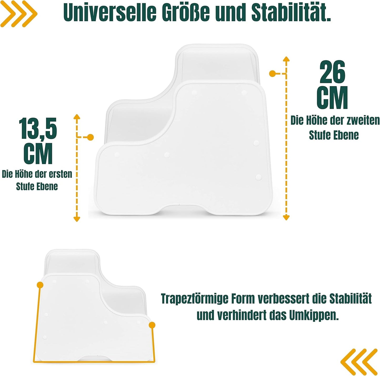 Tritthocker mit 2 Stufen für Kinder, Weiß