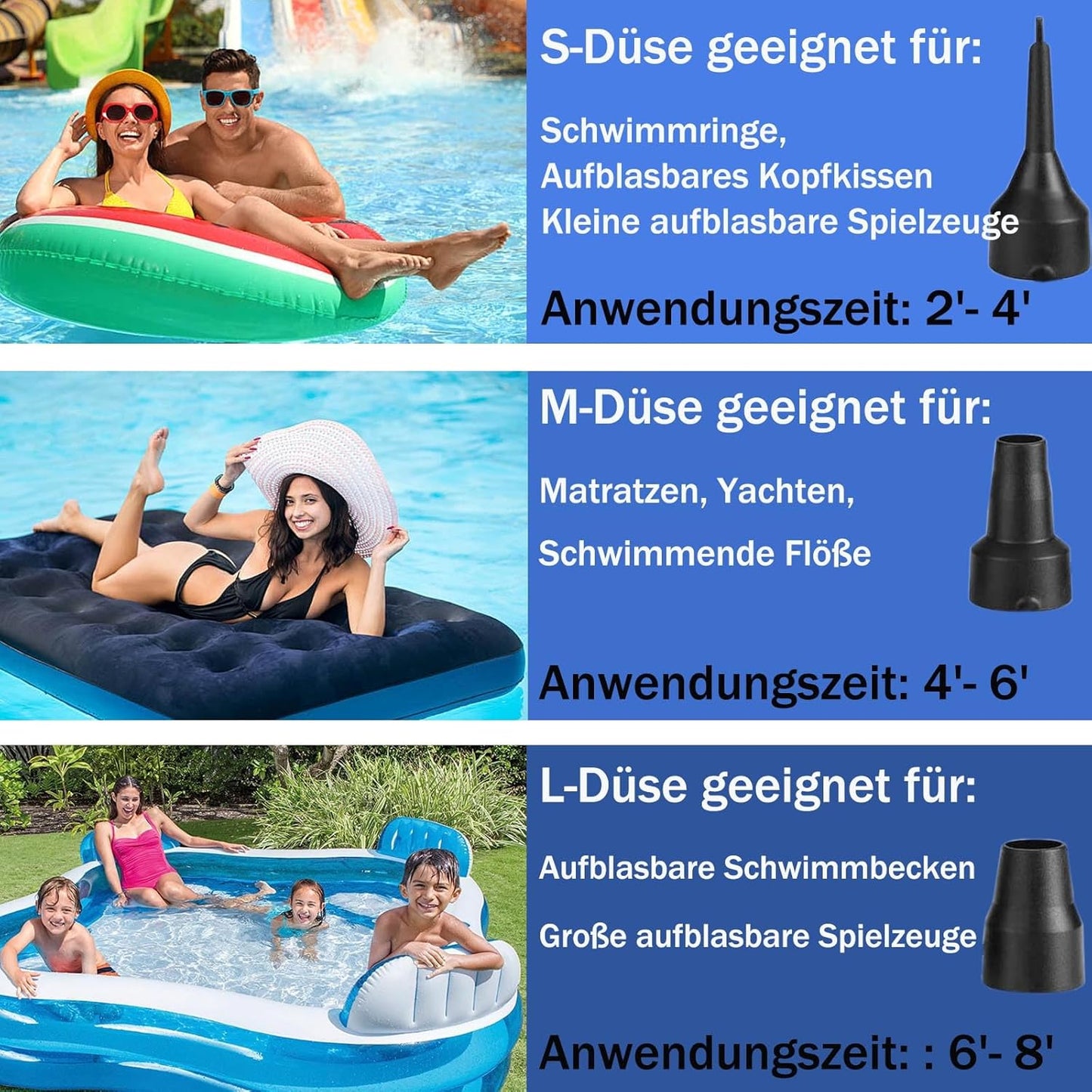 Elektrische 2-in-1 Luftpumpe, Pumpe Haus + Auto
