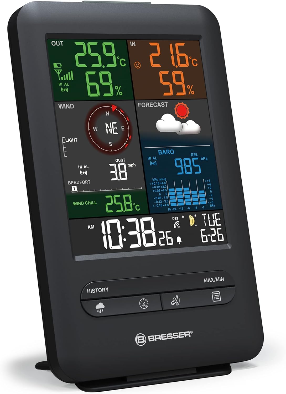 Wetter Center 5-in-1 Beaufort, 5-in-1 Wetterstation, schwarz
