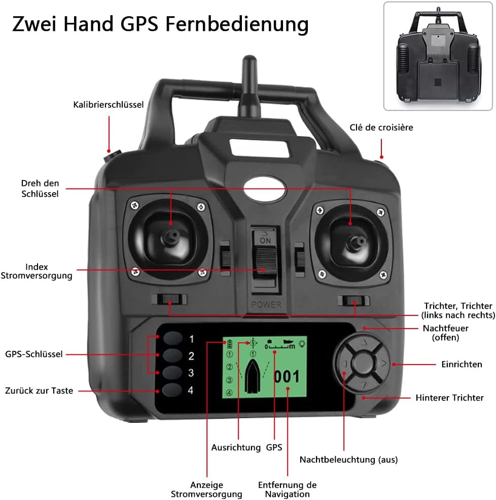 GPS Köderboot Bait Boat 4 mit 3 Katapultbuchten, Bait Boat 4