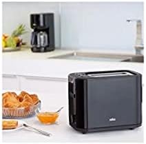 Doppelschlitz-Toaster mit Brötchenaufsatz und 7 Röstgraden, Schwarz Doppelschlitz