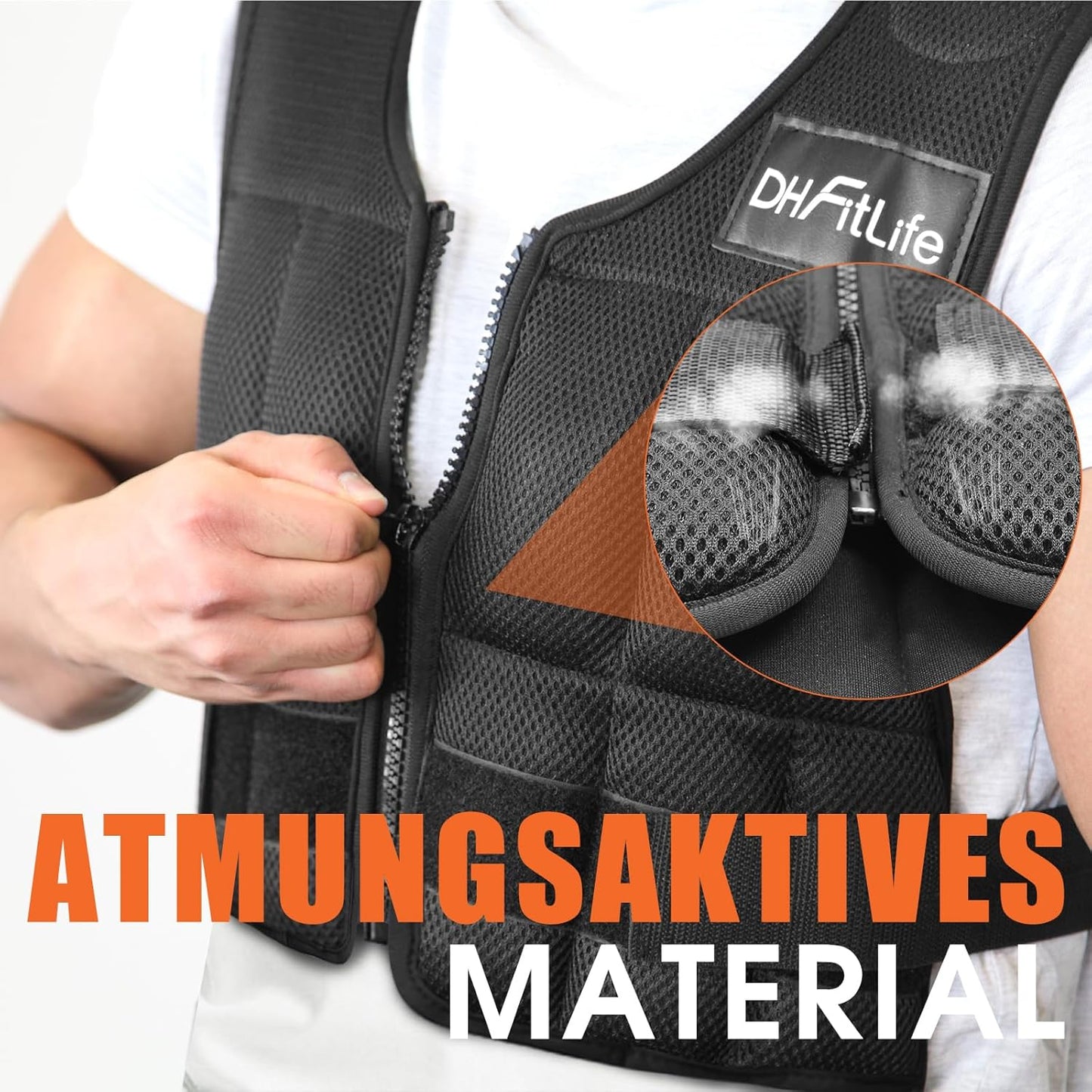 Verstellbare Gewichtsweste, Schwarz-10kg
