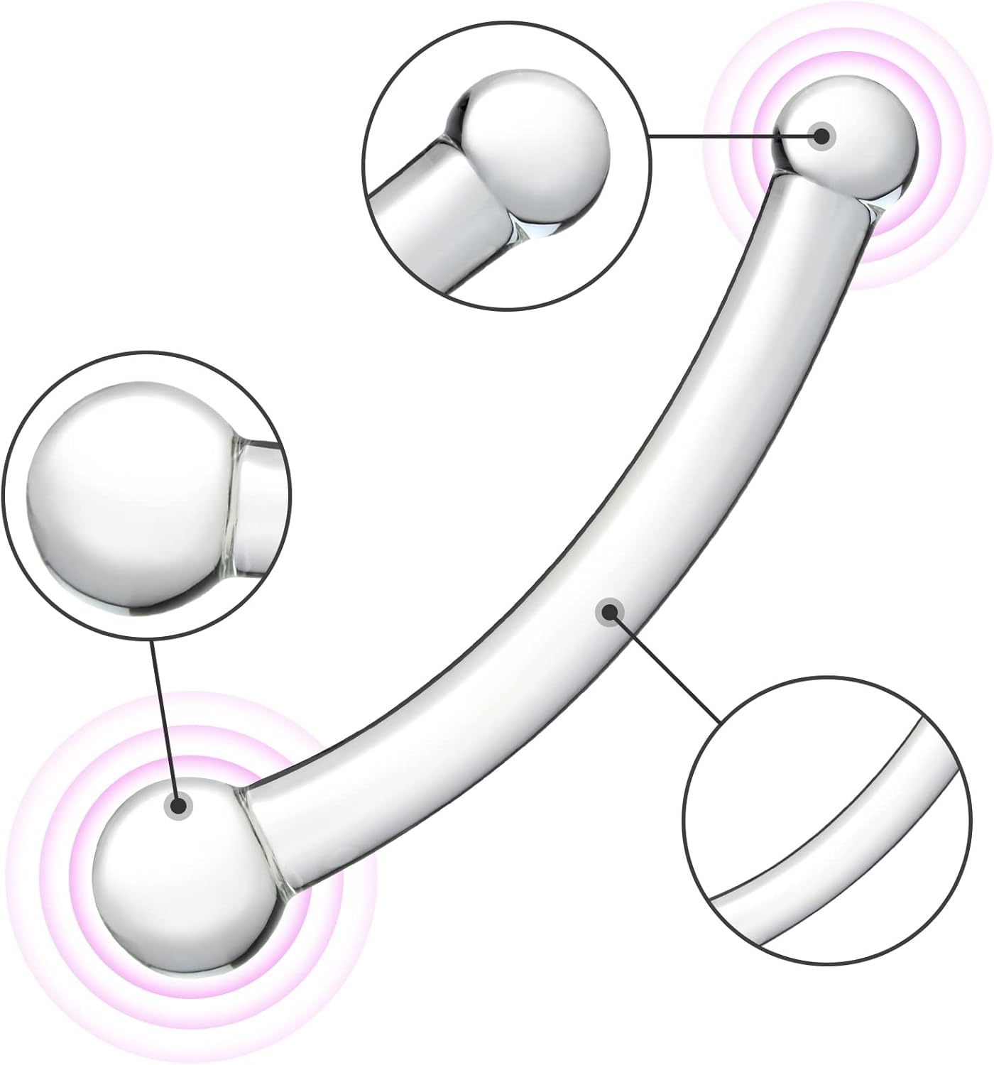 Doppeldildo, Anal- und G-Punkt-Stimulator, Transparent
