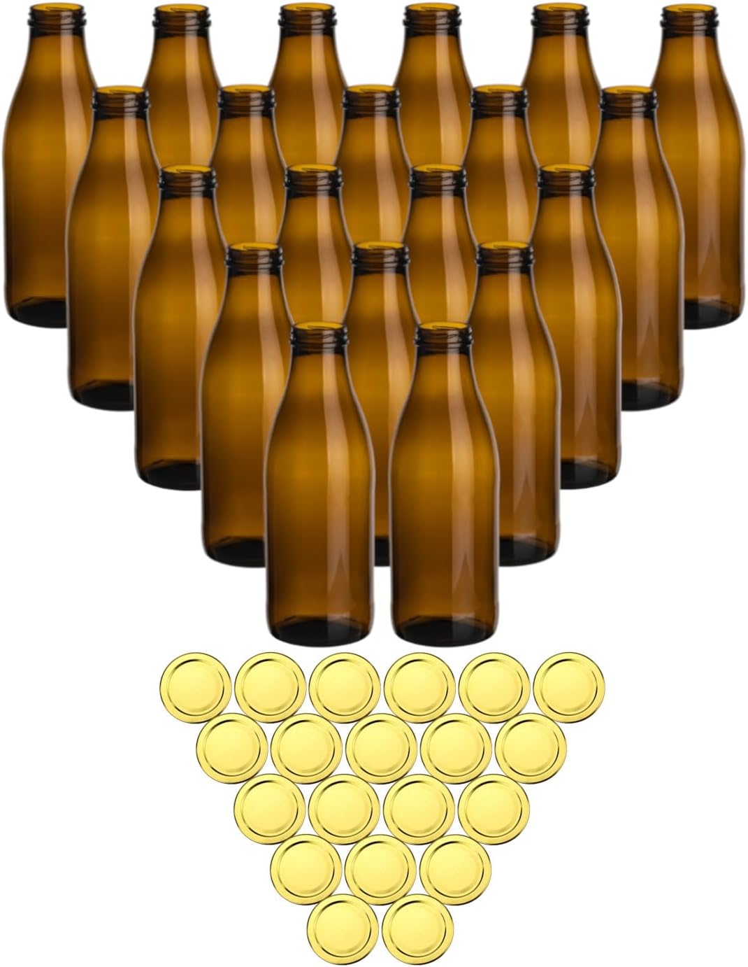 20 Stück Saftflaschen mit Schraubdeckel, 20 Stück Braun/Gold