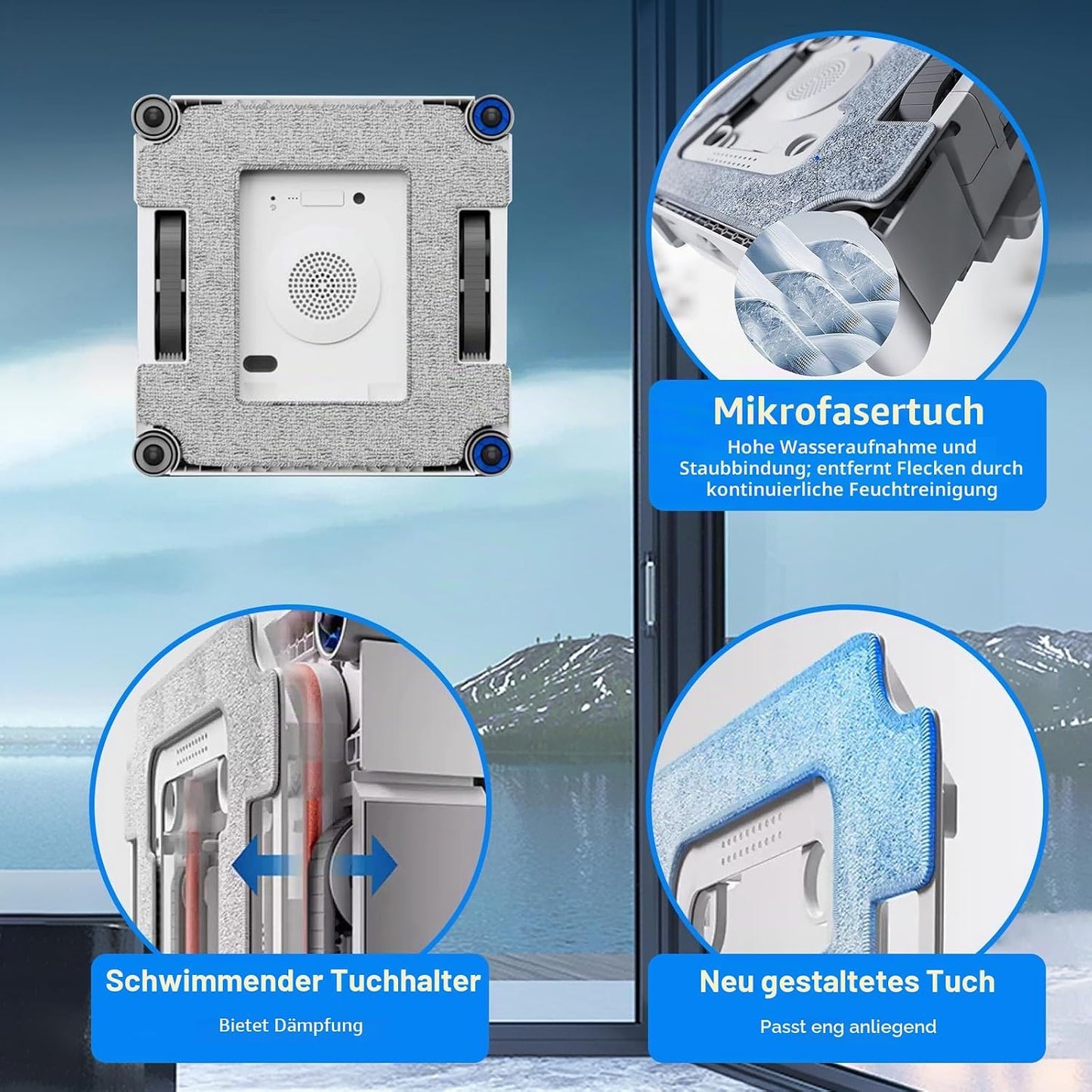 Reinigungspads mit Halterung für Winbot W3, 2