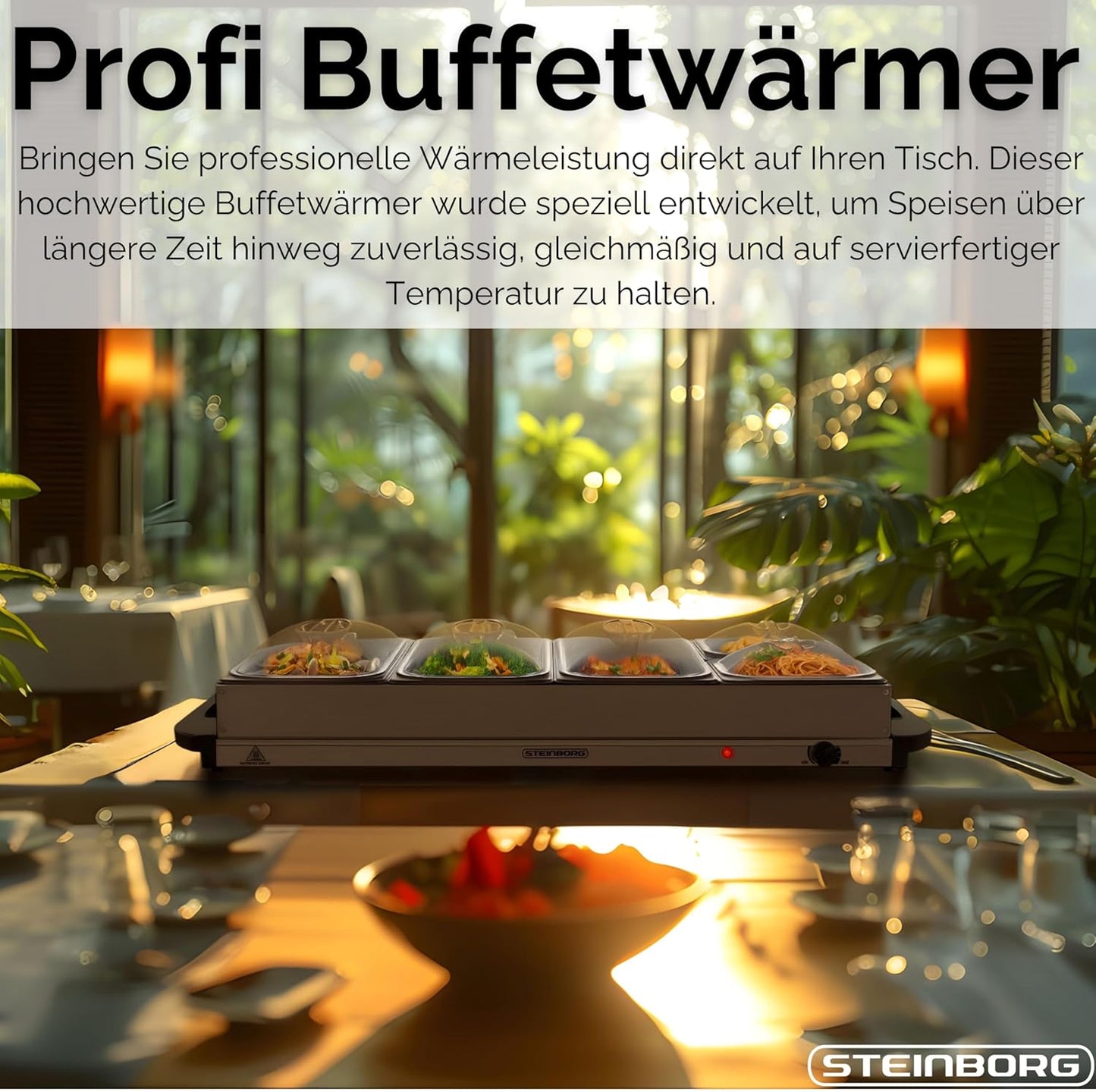 Buffetwärmer mit 5 Speisebehältern