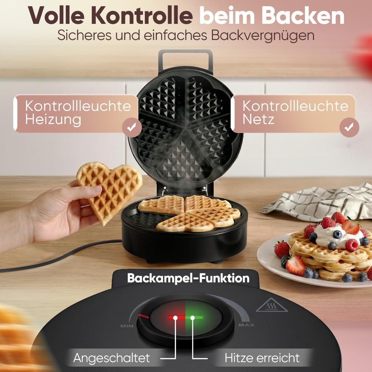 Waffeleisen Herzform, Schwarz