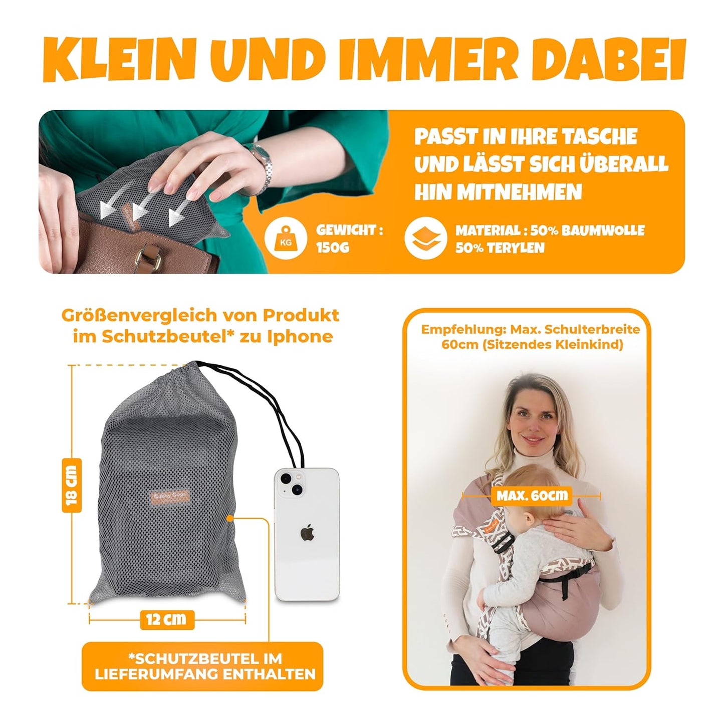 Ergonomische Hüfttrage für Babys, V3.0 Dunkelblau