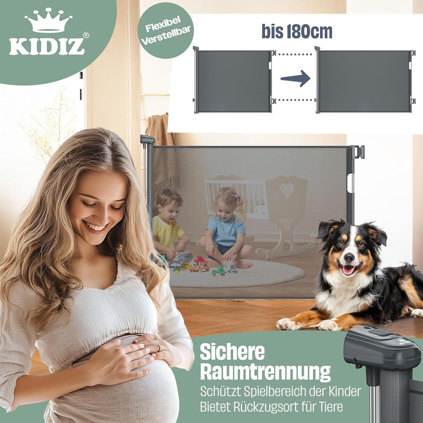 Ausziehbares Treppenschutzgitter, 0-180cm Anthrazit