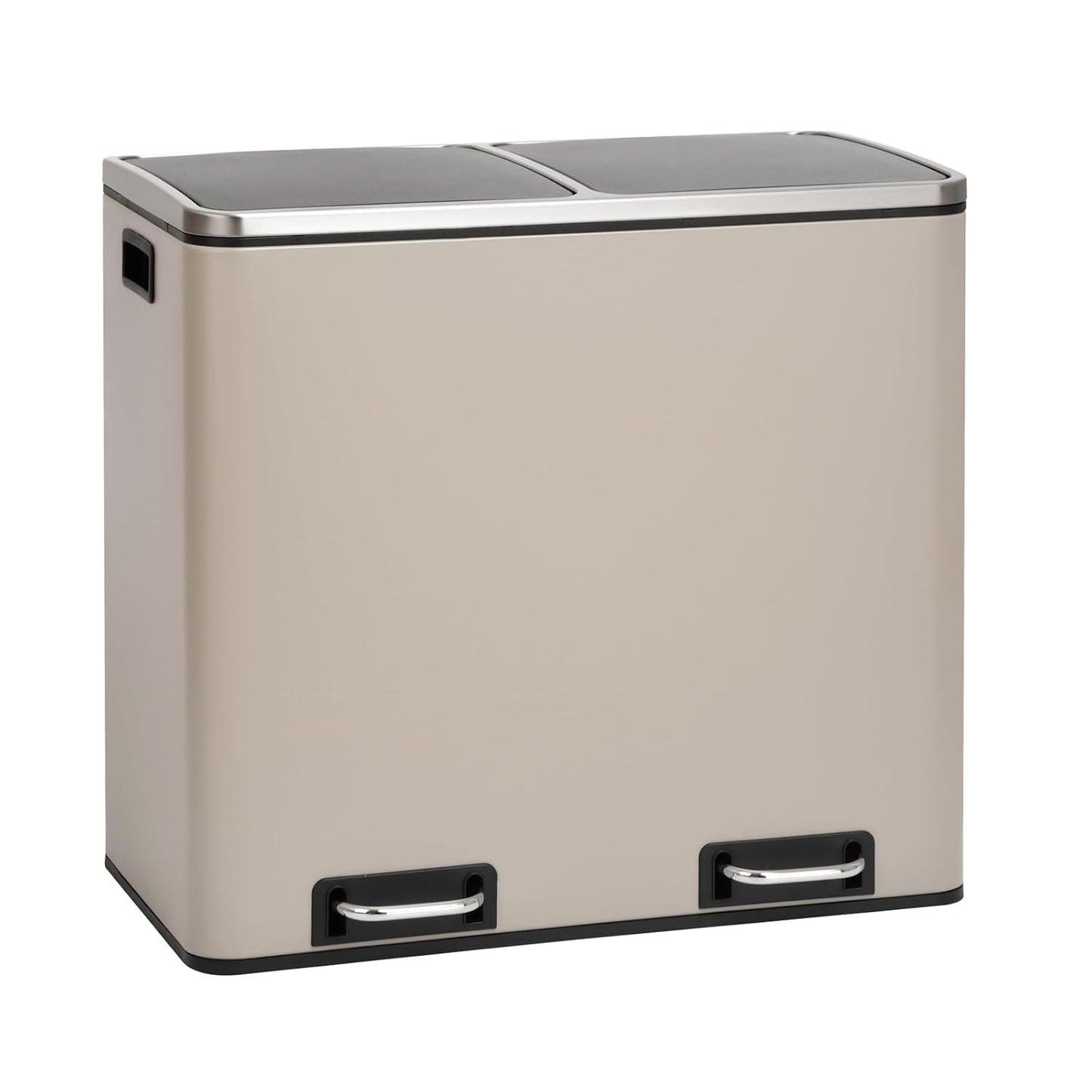 TM2X24 Treteimer mit Mülltrennsystem und Softclose (2 Fächer á 24 L), Taupe TM2X24