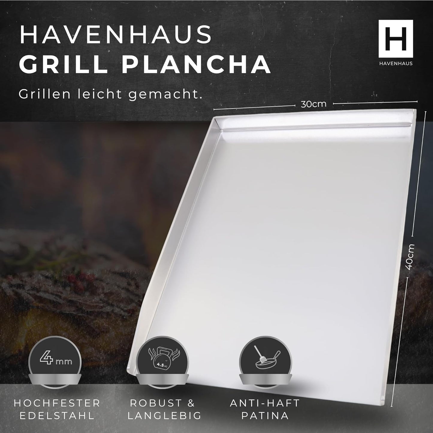 Massive Grillplatte, Grillplatte Edelstahl