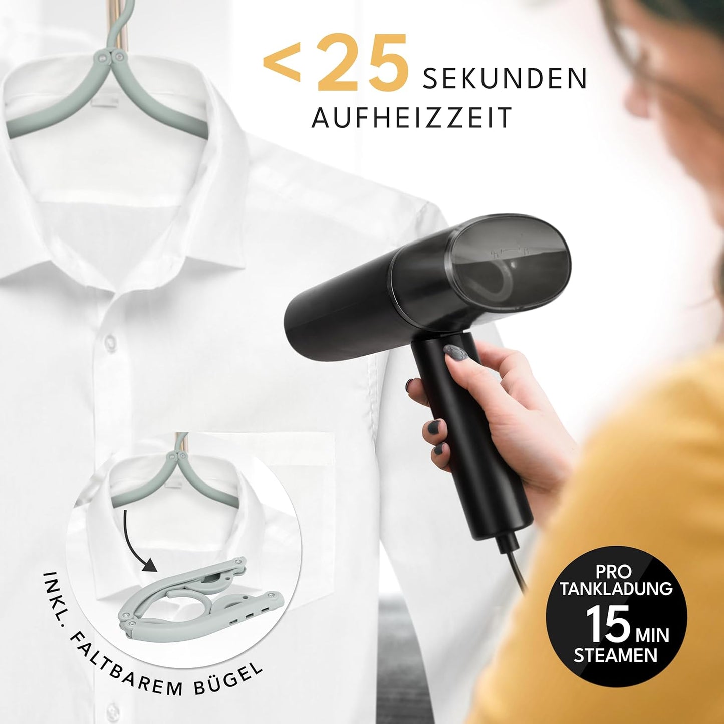 Reise-Dampfglätter LB5267, Schwarz - 900w & 120ml