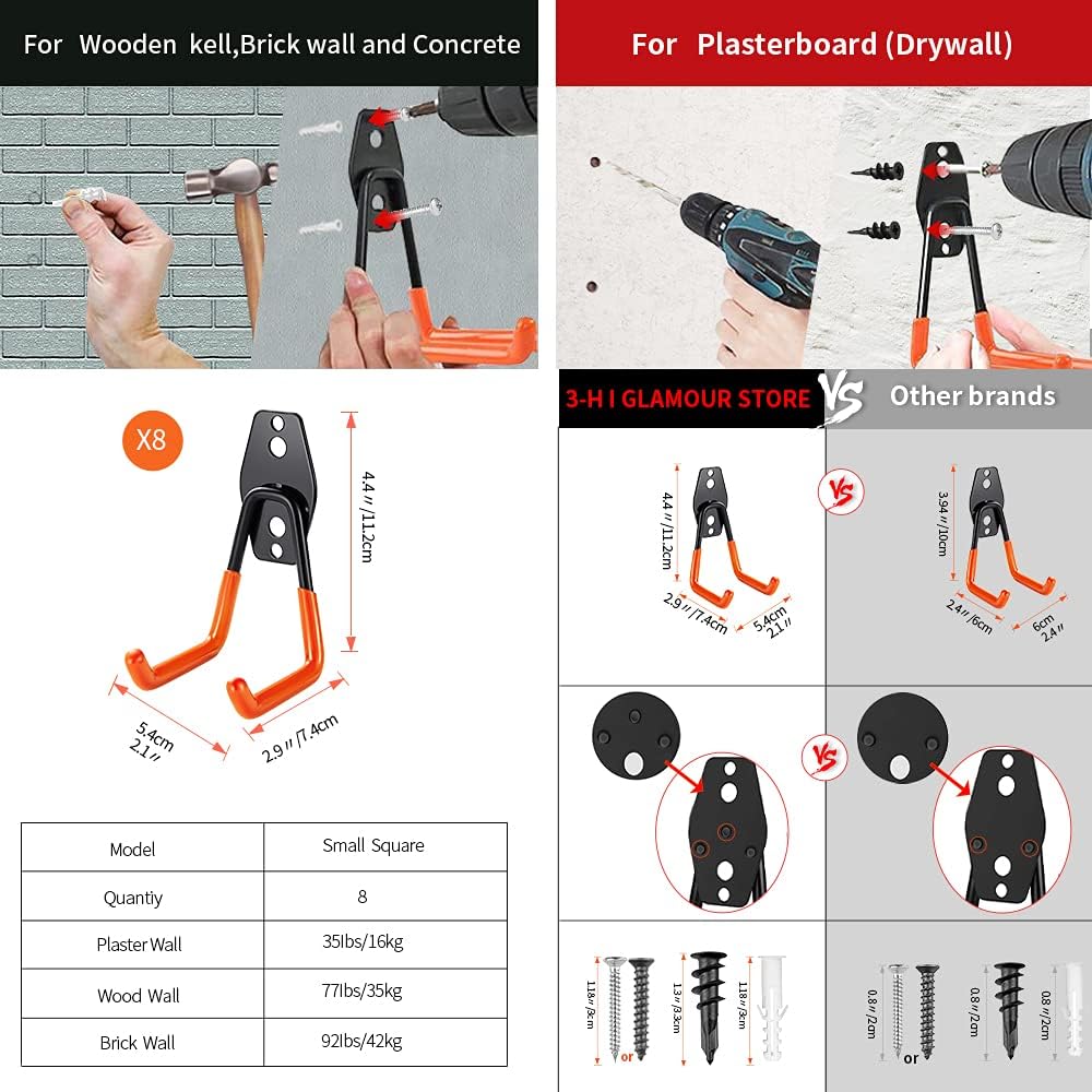 Wandhaken Set, Orange, 8pc