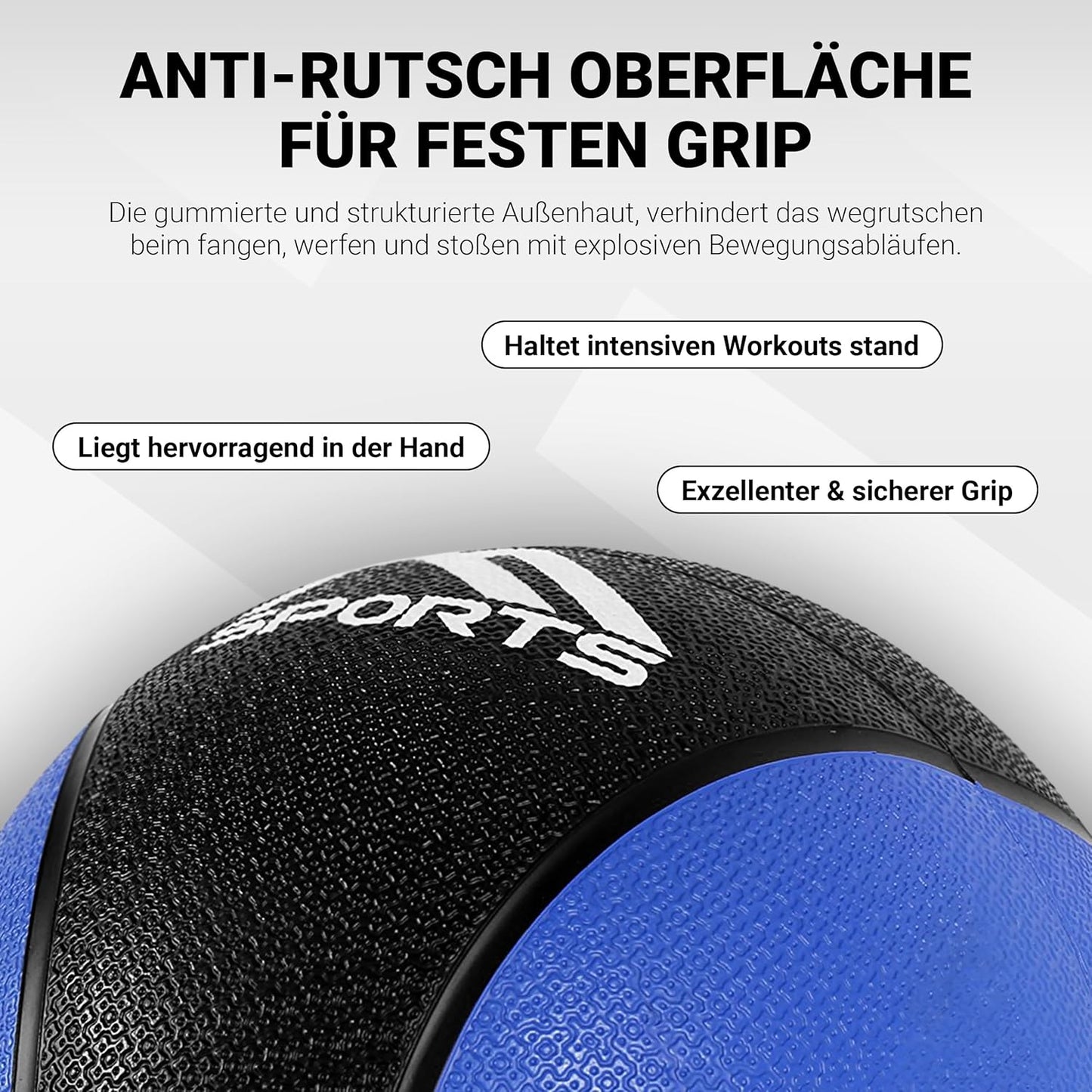 Medizinball mit Übungsposter, 5 kg - Blau