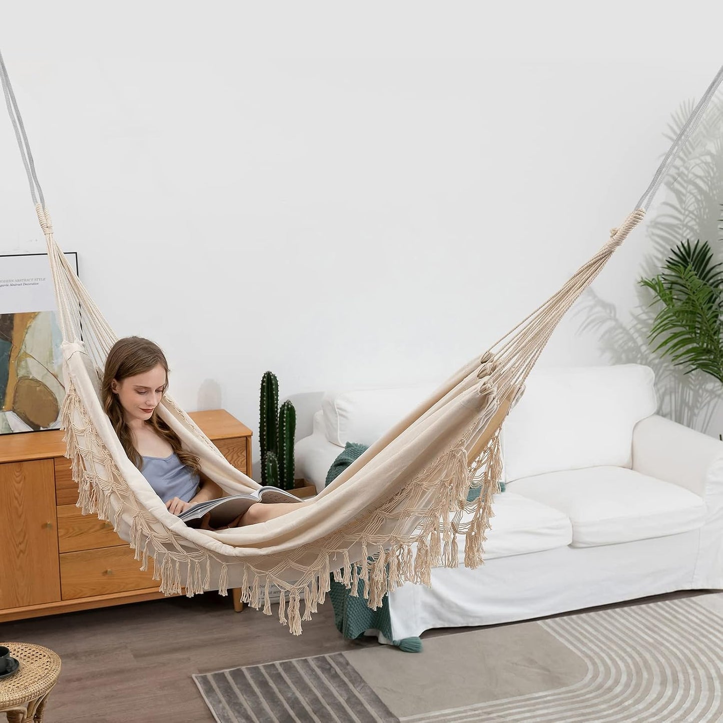 Boho Hängematte für 2 Personen, Beige