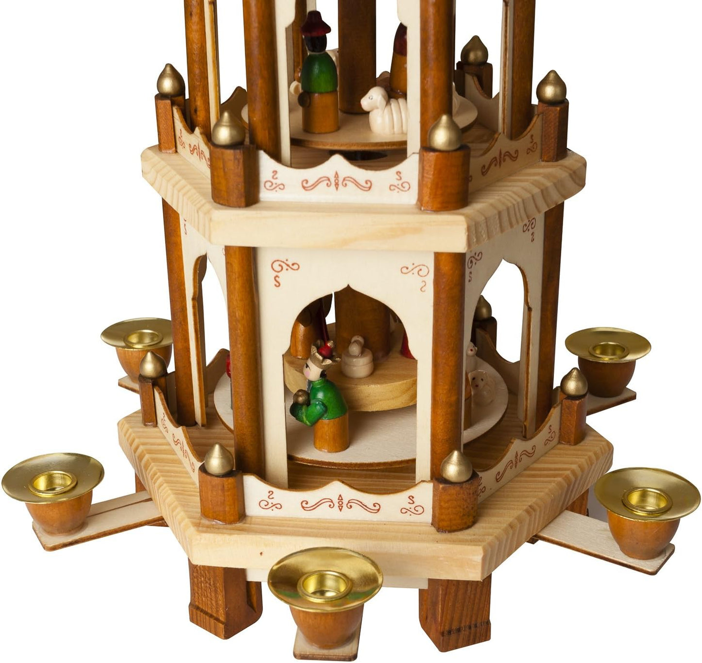 Weihnachtspyramide mit handbemalten Figuren, Natur - 45 Cm