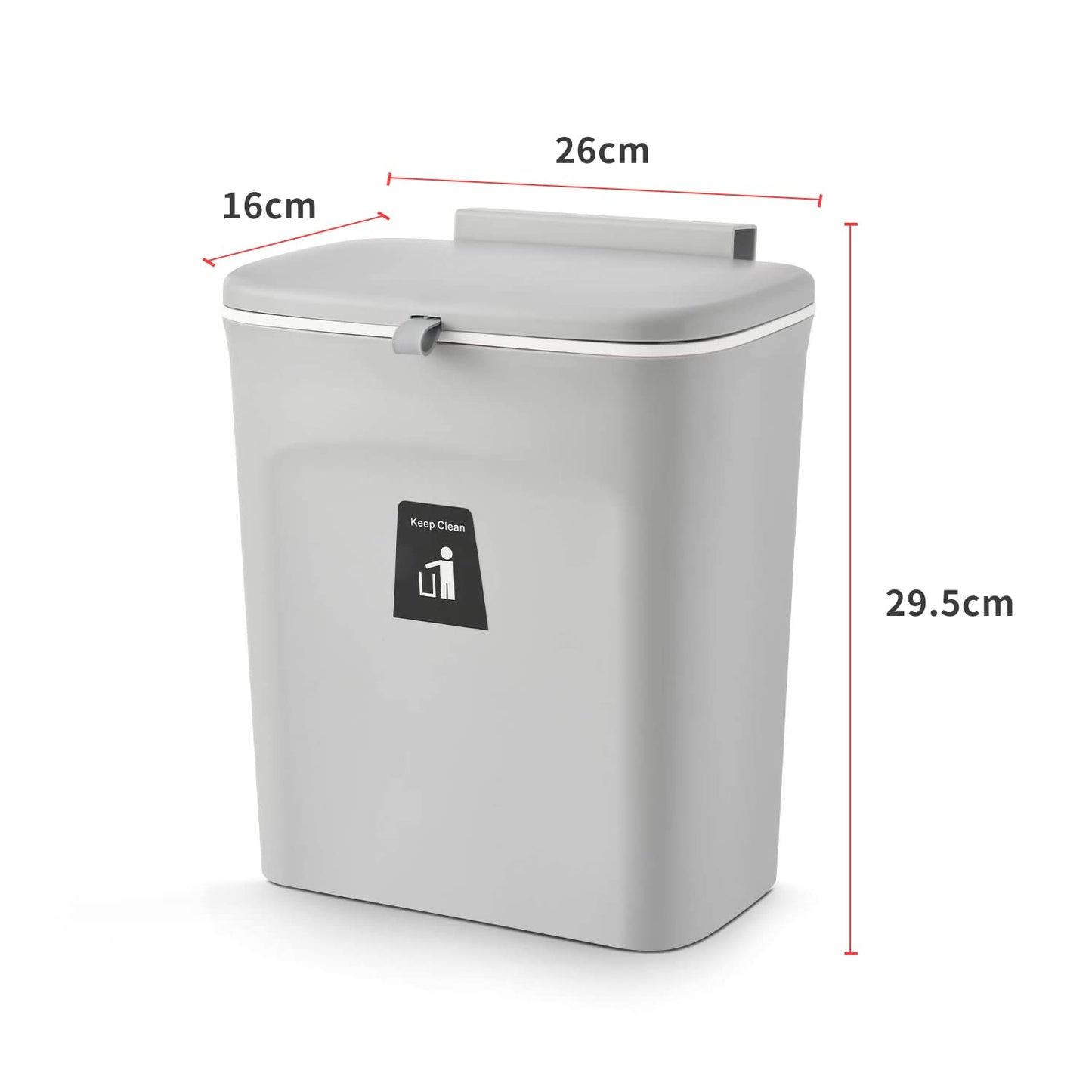 Faltbarer Mülleimer zum Aufhängen, 29,5 X 16 X 26 Cm – Grau – 2 Stück