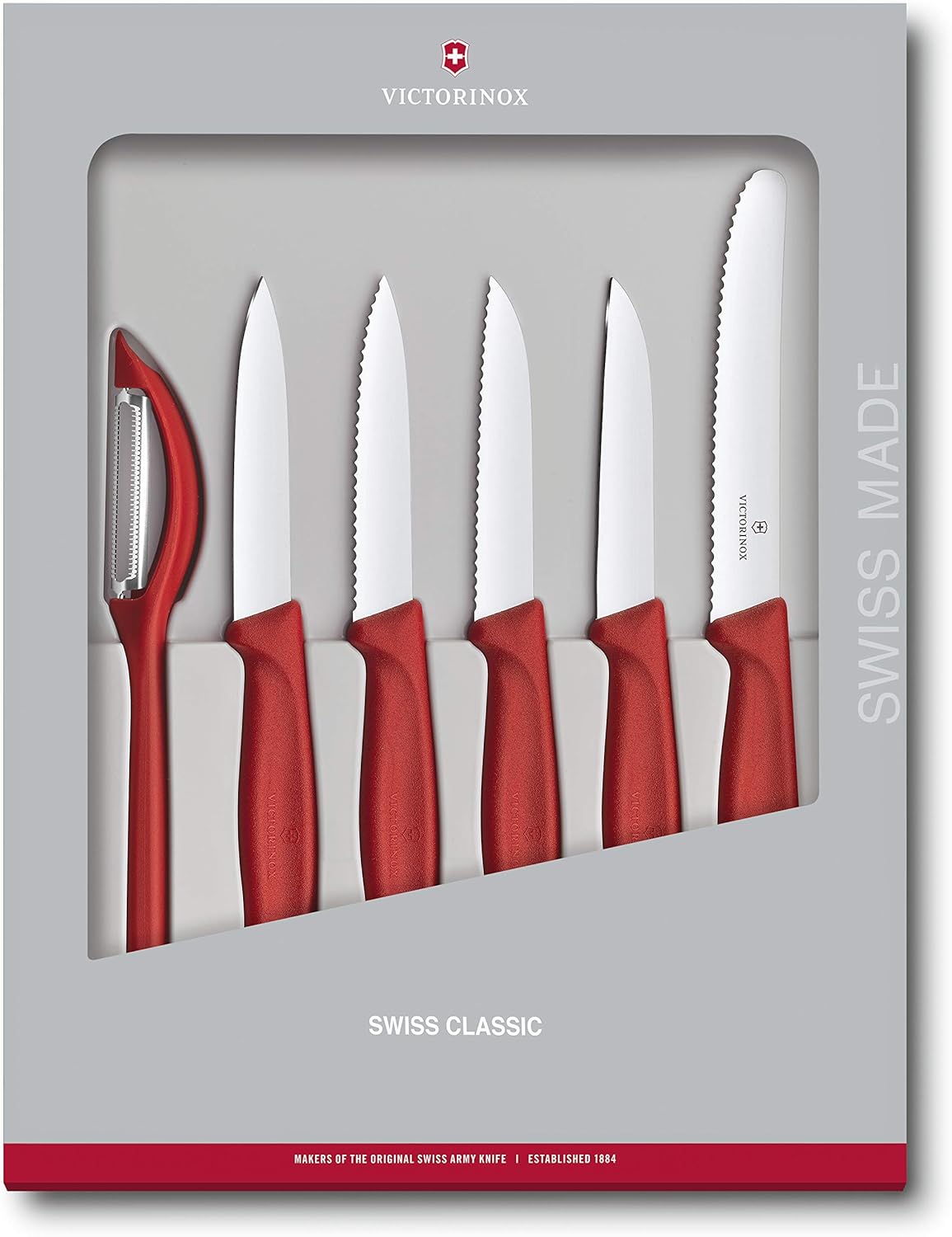 Swiss Classic - 6-teiliges Gemüsemesser-Set, Rot
