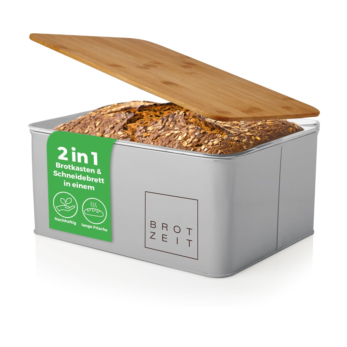 2in1 Brotkasten mit Schneidebrett, Hellgrau