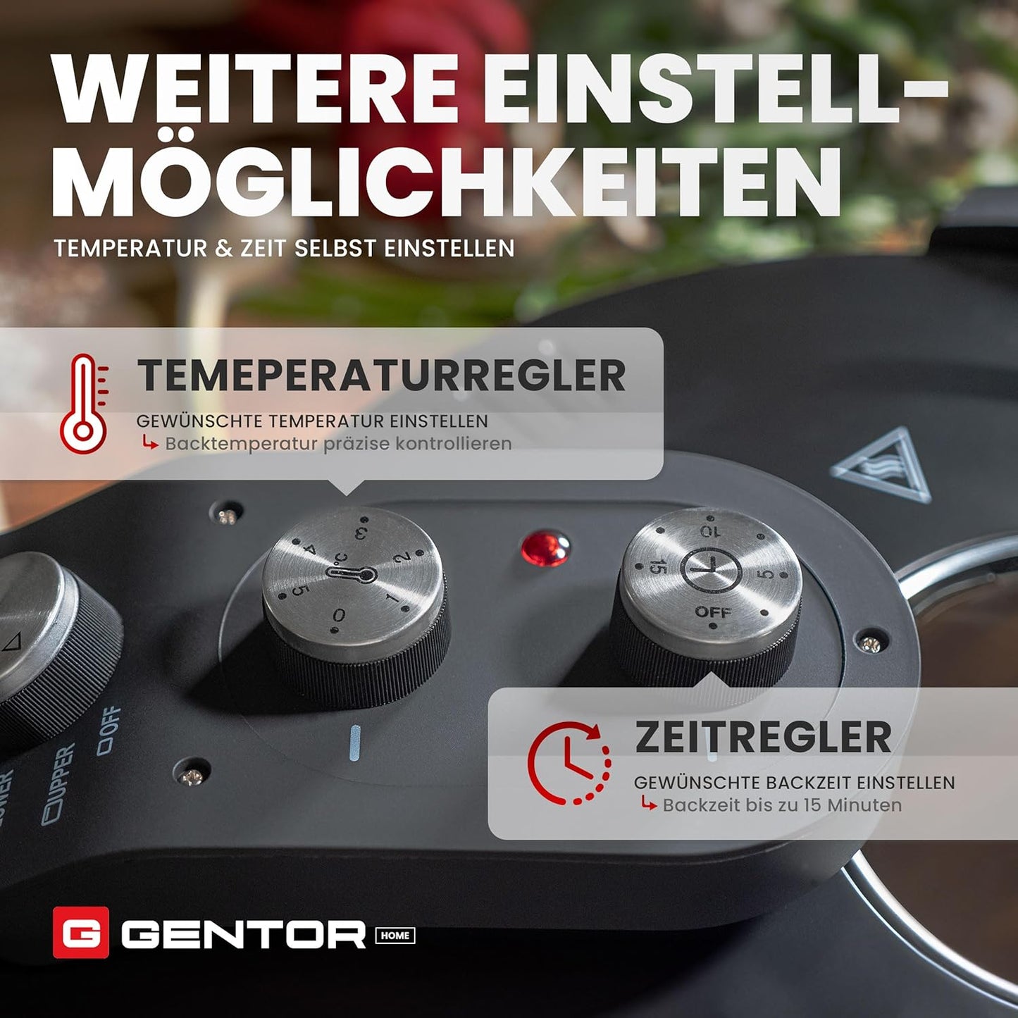 Elektrischer Pizzaofen mit Pizzastein & Sichtfenster
