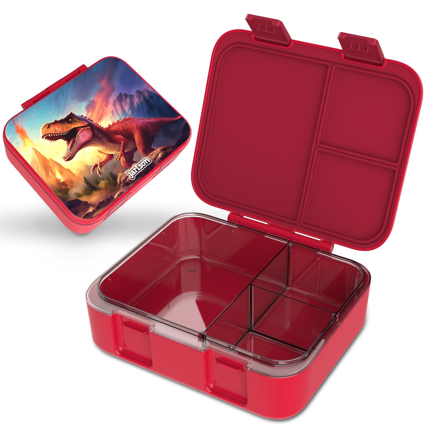 Kinder Bento Lunchbox mit Trennfächern, Dinosaurier Rot