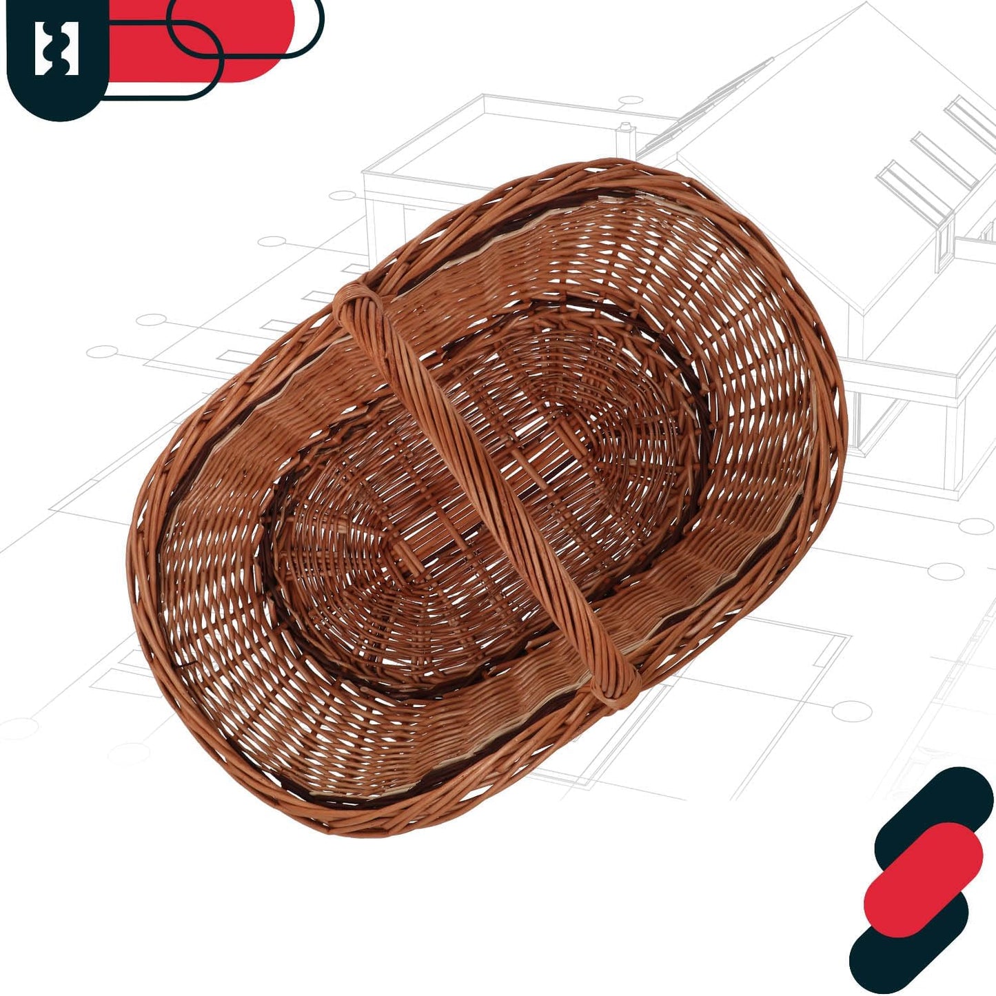 Weidenkorb für Kaminholz mit Henkel