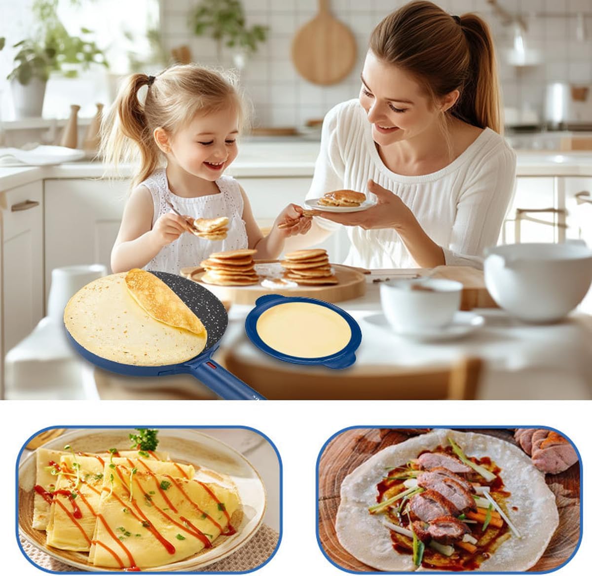 Elektrischer Crêpes-Maker, Blau