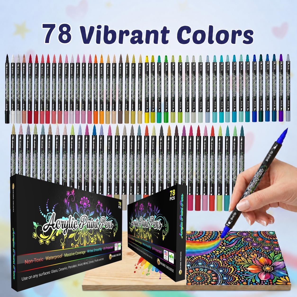 Acrylstifte Set, 78 Doppelseitig Mehrfarbig