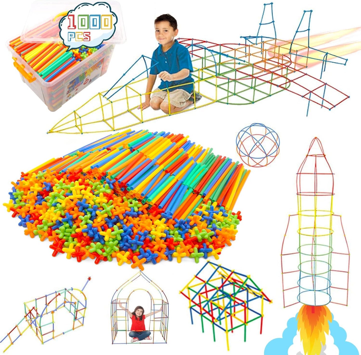 Konstruktionsspielzeug Baustein-Set, 1000 Teile, 1000 pcs