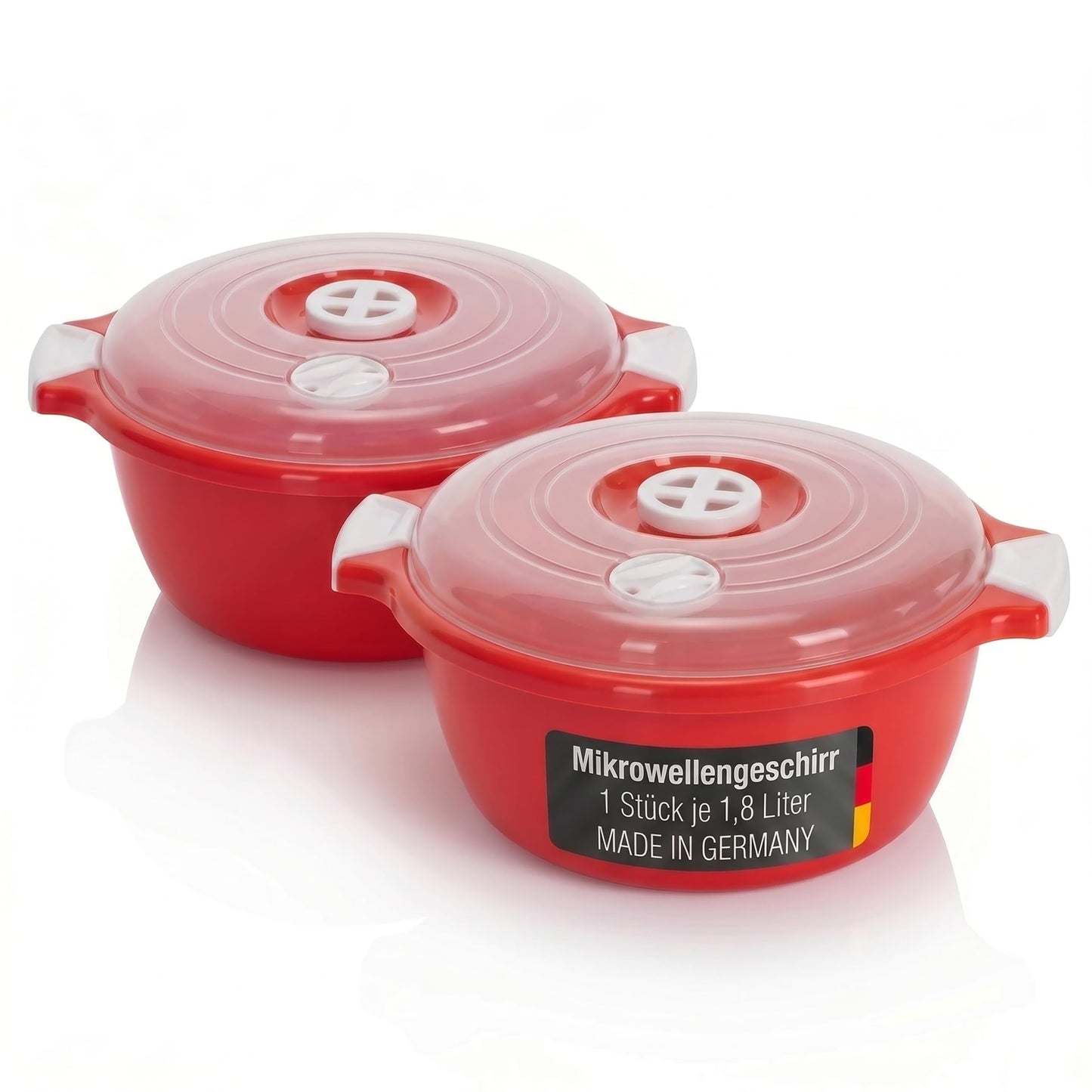 2-teiliges Mikrowellenschüssel-Set mit Dampfventil, Rot