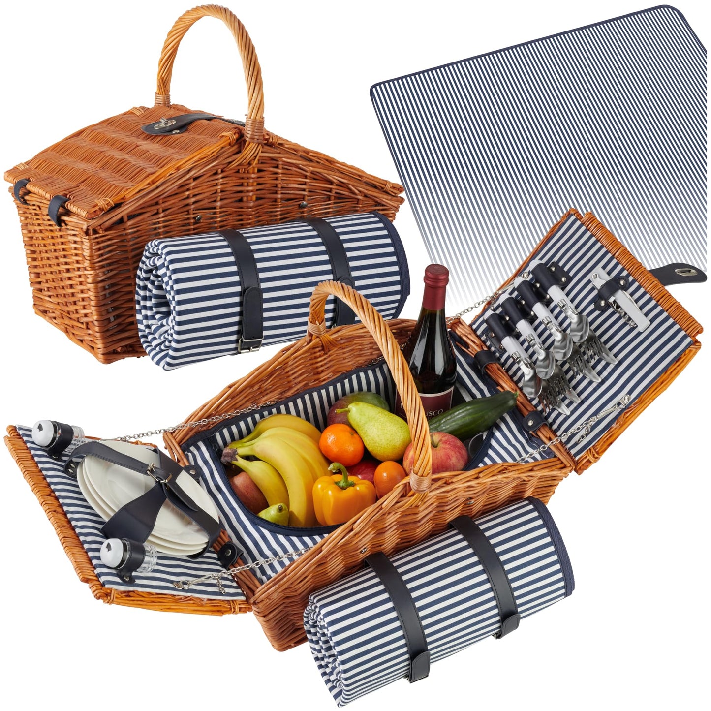 Picknickkorb Set Usedom mit Decke für 4 Personen, Model Usedom
