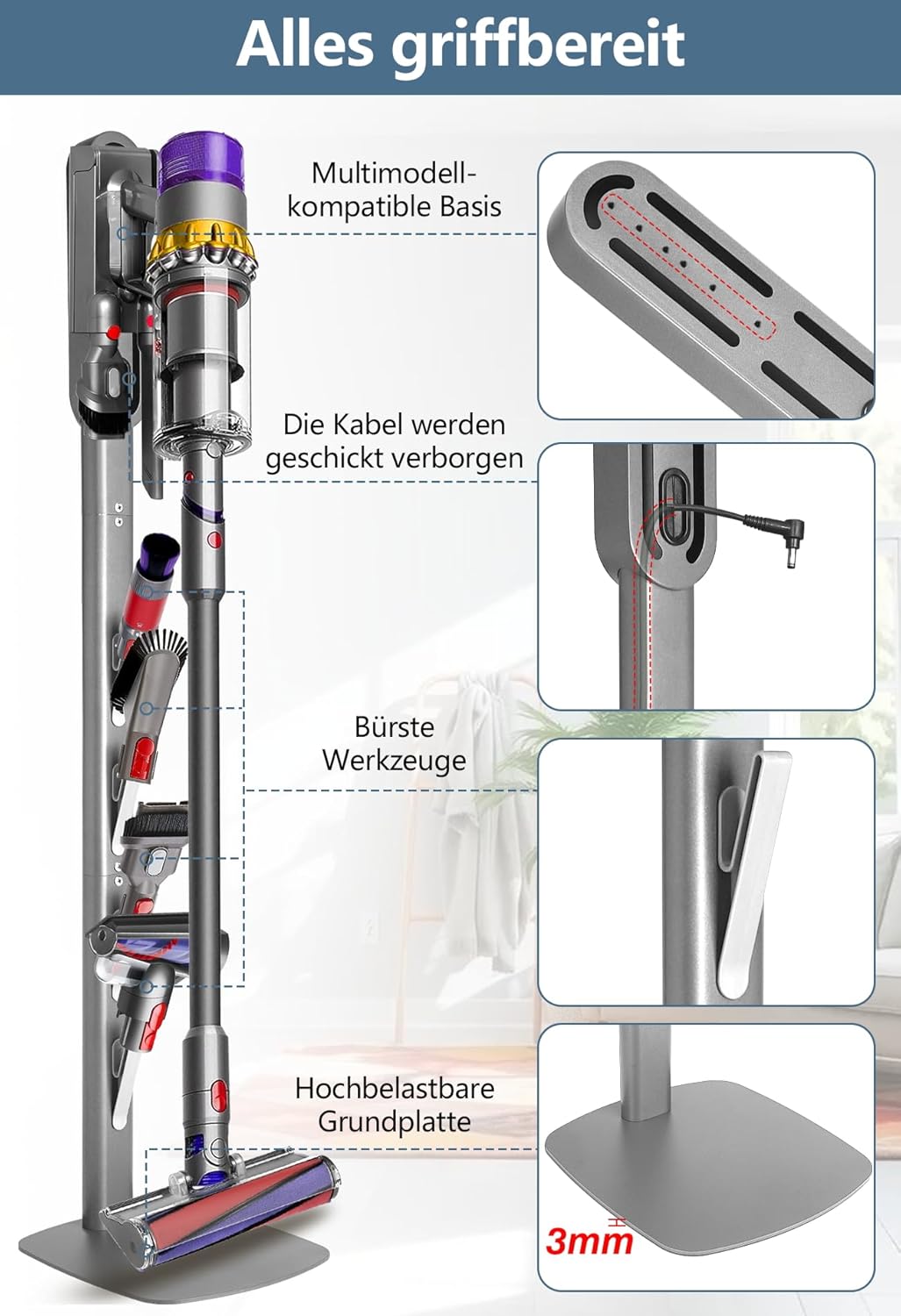 Halterung & Ständer für Dyson, Silber