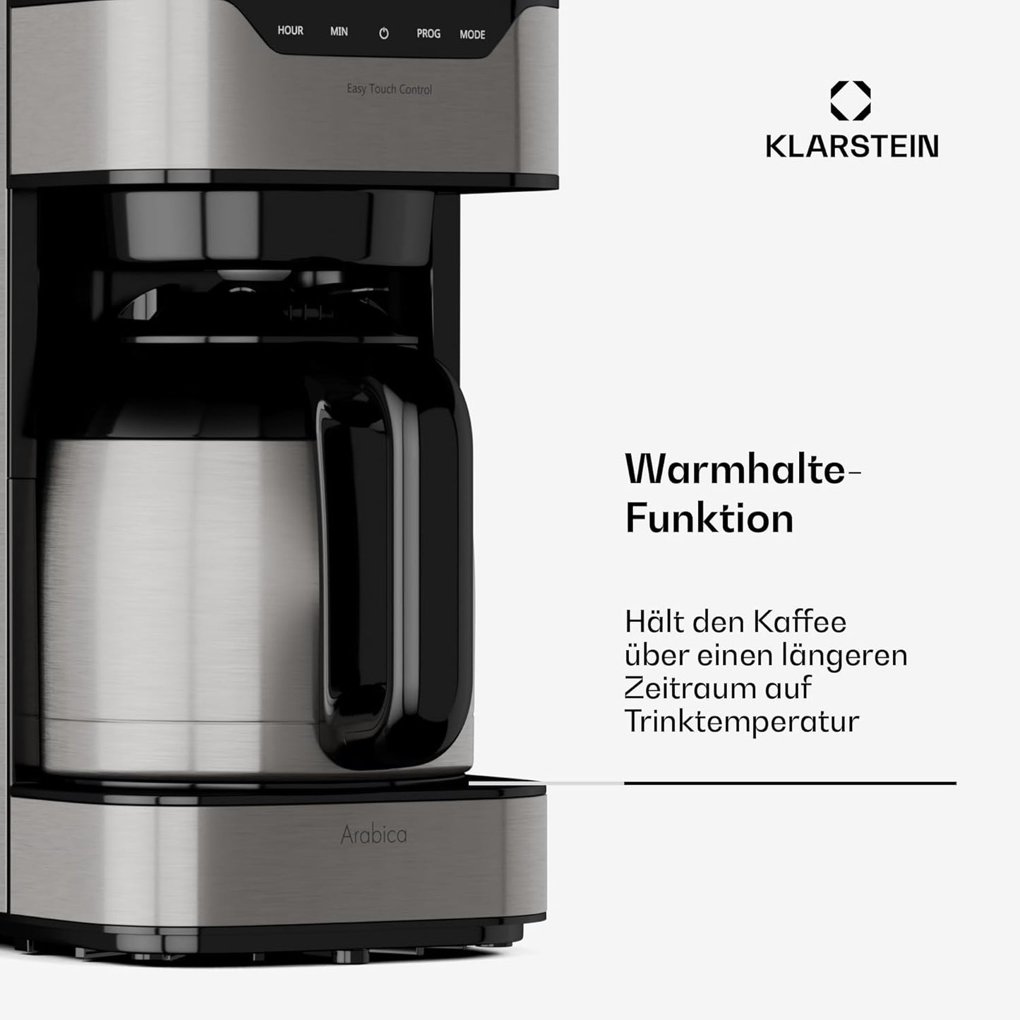 Filterkaffeemaschine mit Thermoskanne, Silber-schwarz - 1,2l