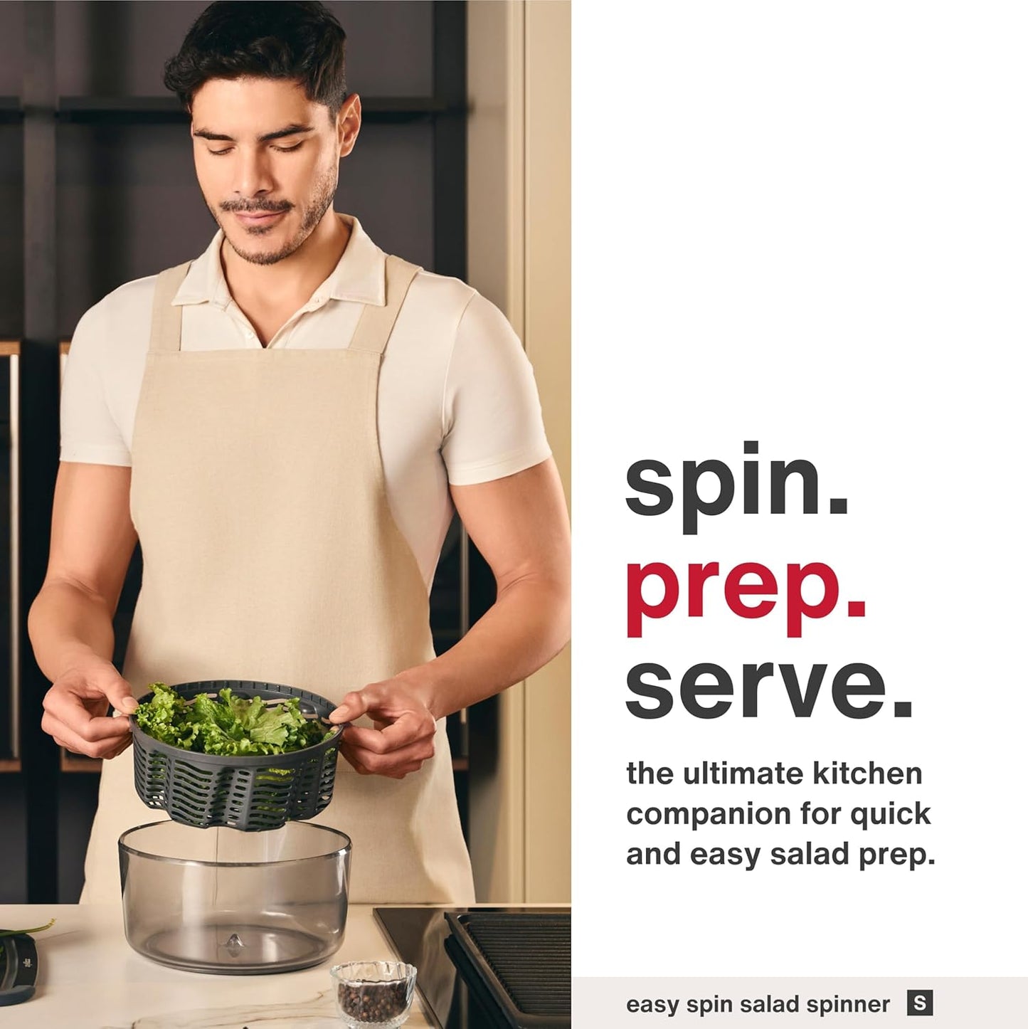 Easy Spin S Salatschleuder, Grau Klein