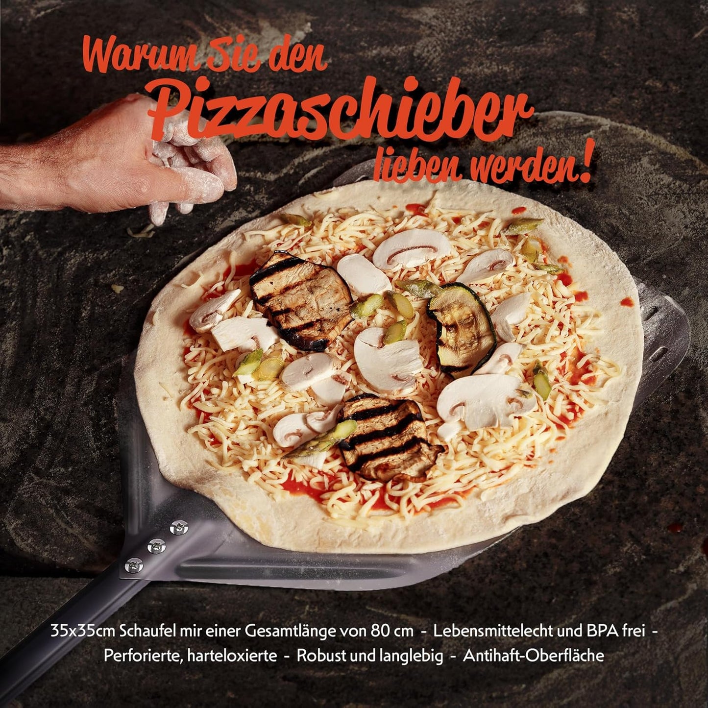 Pizzaschieber, Schwarz 35x80 cm