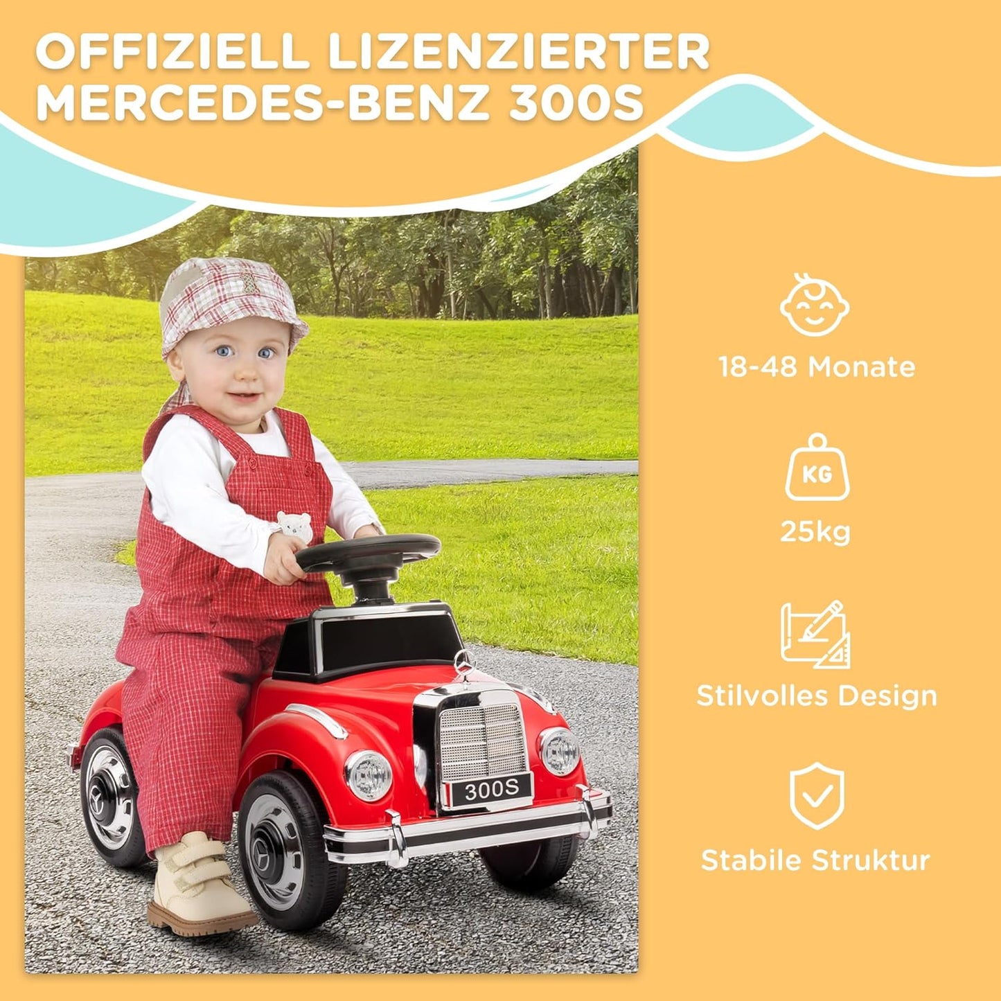 Rutschauto mit Kippschutz, Rot
