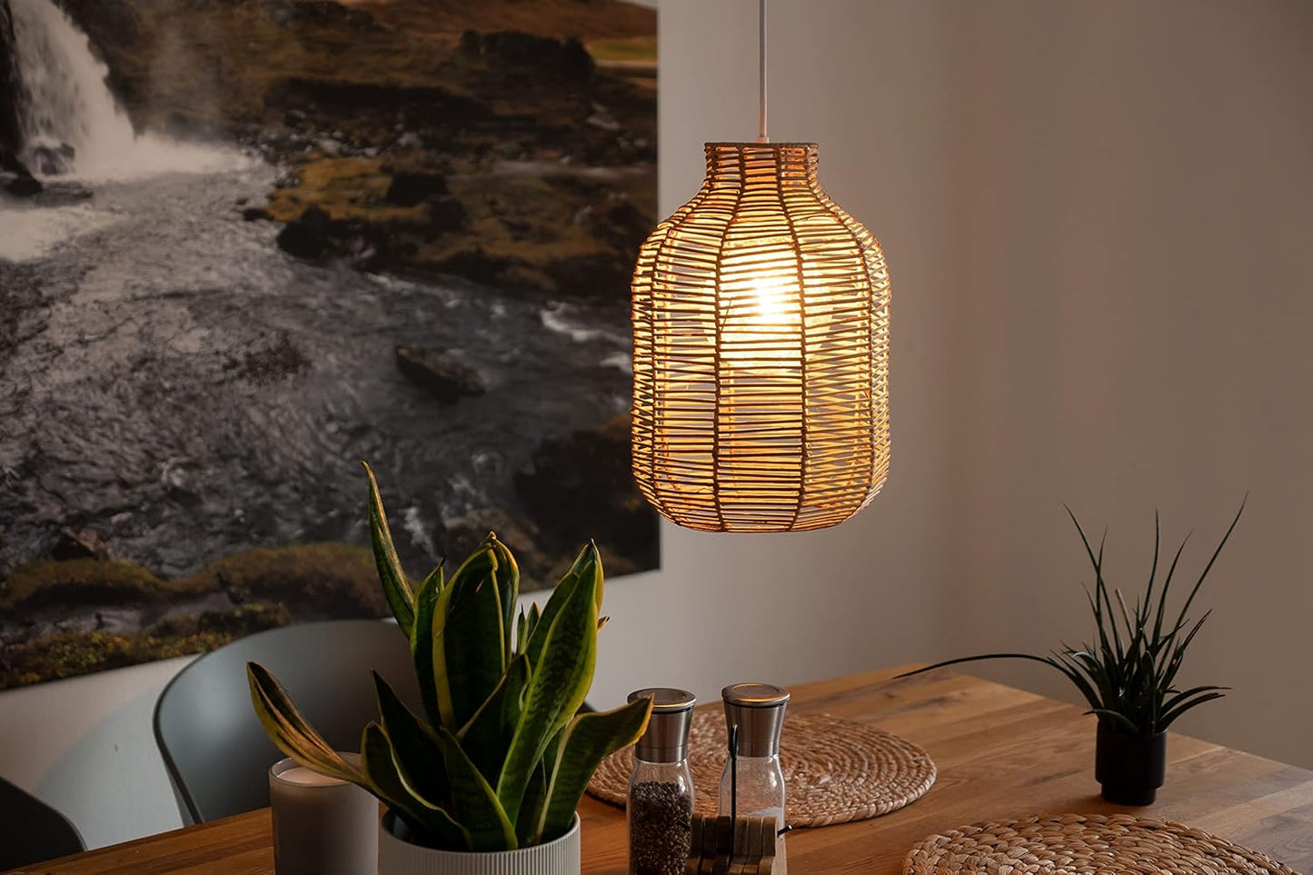 Boho Lampenschirm für E27-Pendelleuchten, 35cm Natur