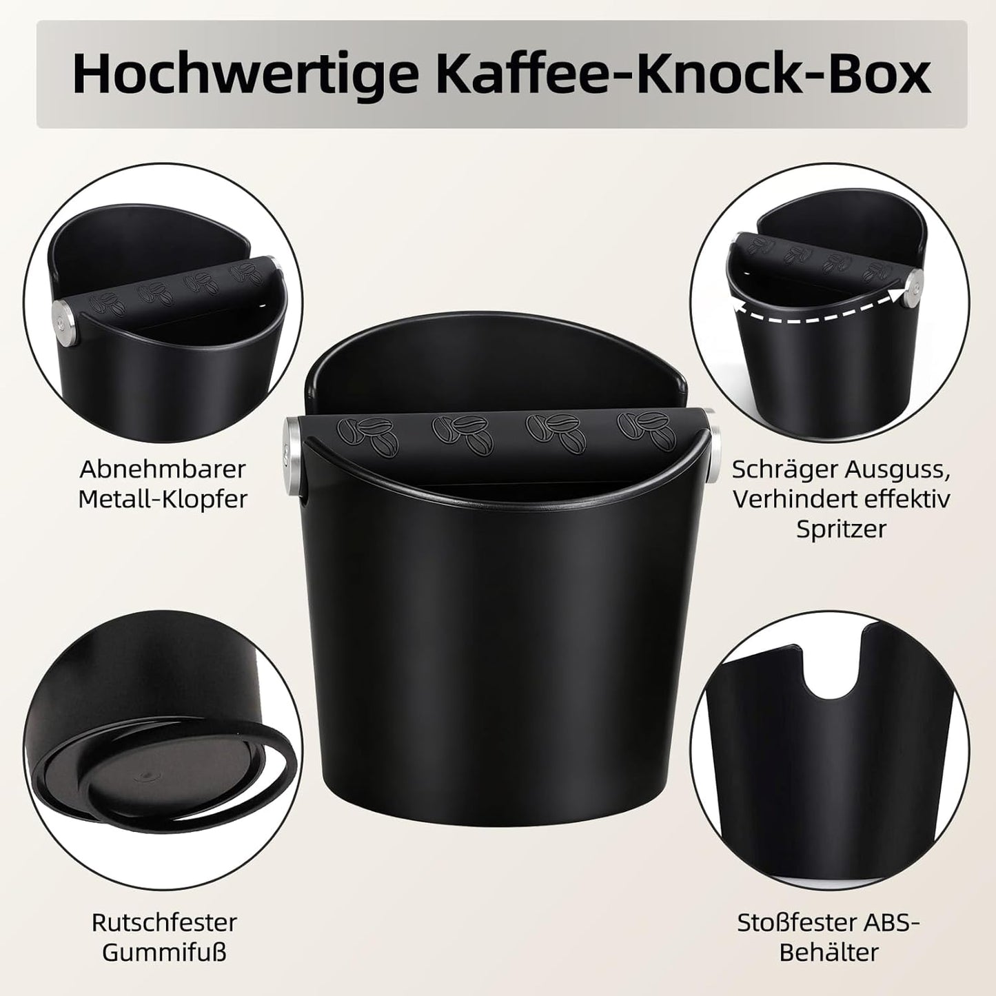Abklopfbehälter mit Schalldämpfung & Bürste