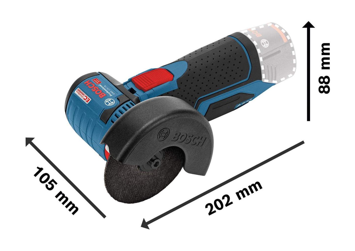 Akku-Winkelschleifer GWS 12V-76 Set (inkl. 3 Trennscheiben), in L-BOXX GWS 12V-76 + 3 Trennscheiben