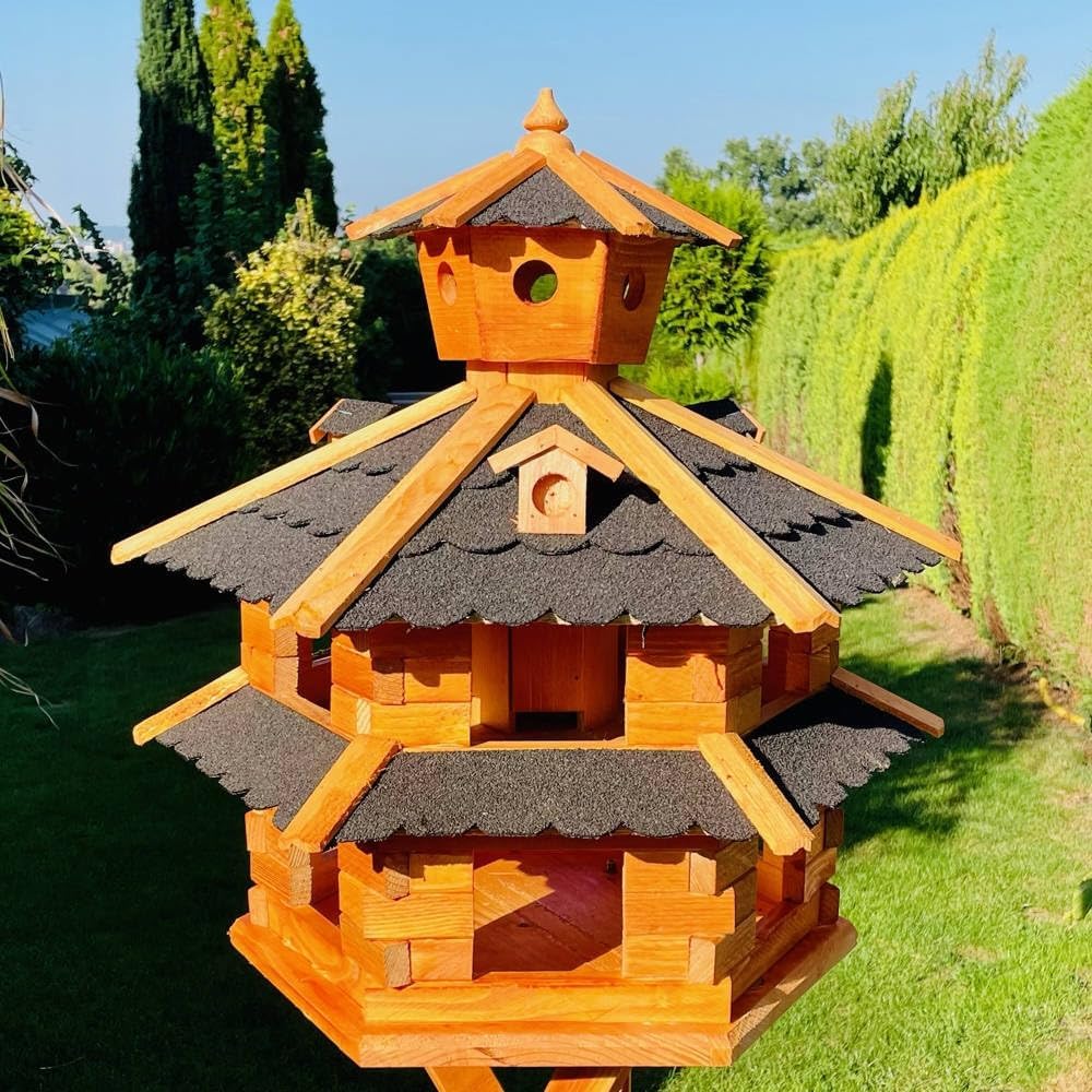 Vogelvilla Futterhaus, Größe XXL ohne Ständer Schwarz - Braun