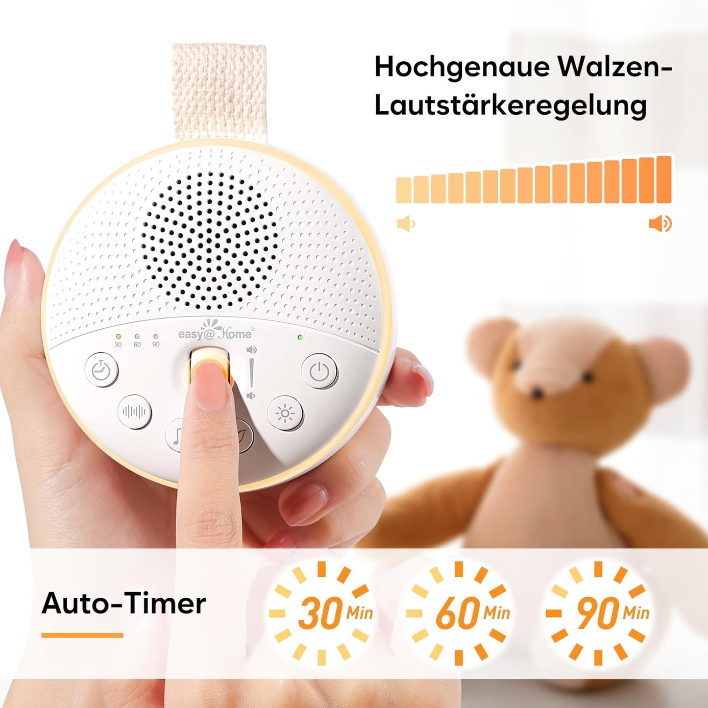 Tragbare White Noise Maschine mit 34 Klängen, Weiß – 34 Geräusche