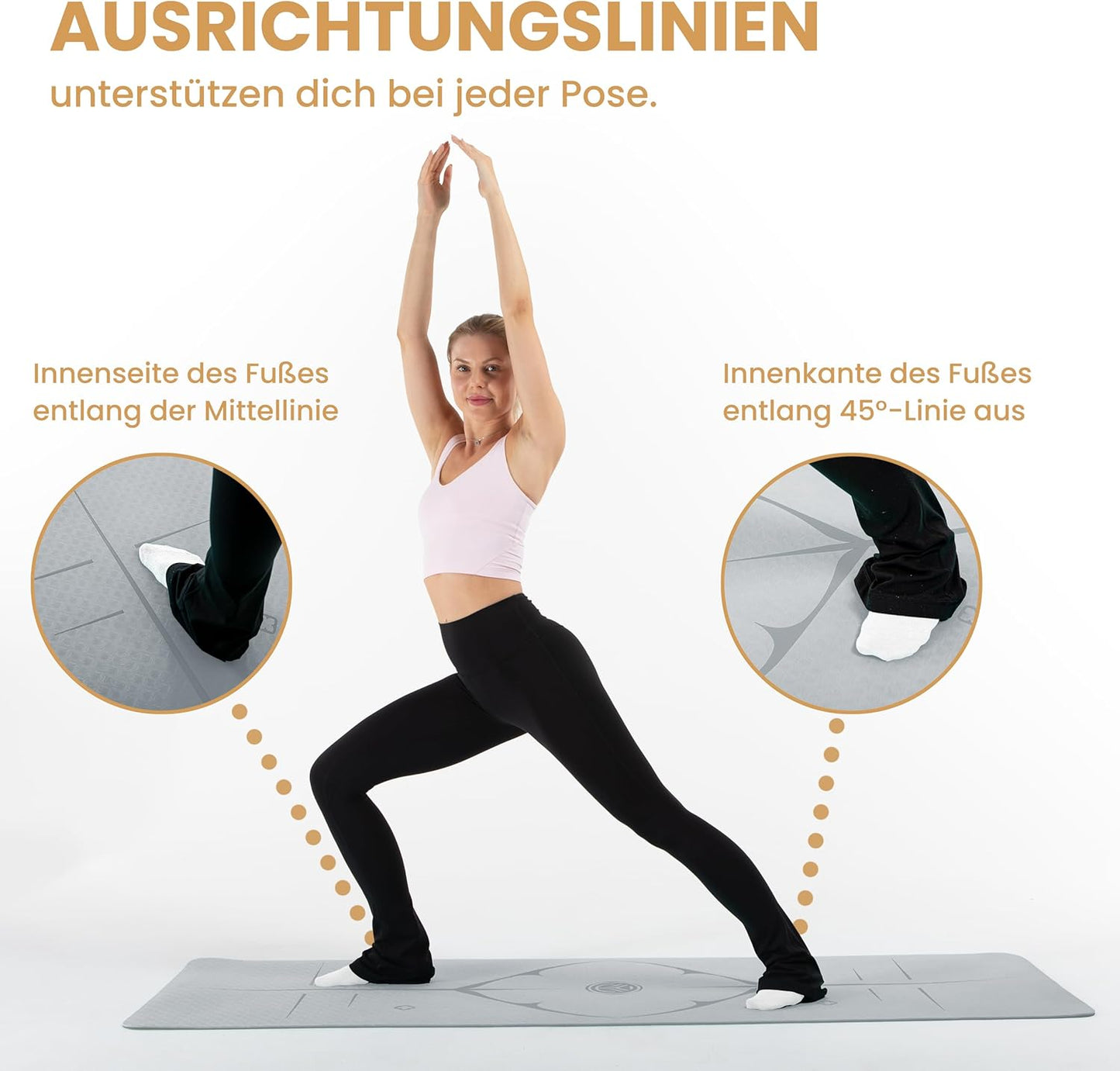 Rutschfeste Yoga- und Gymnastikmatte, 8 mm dick Grau