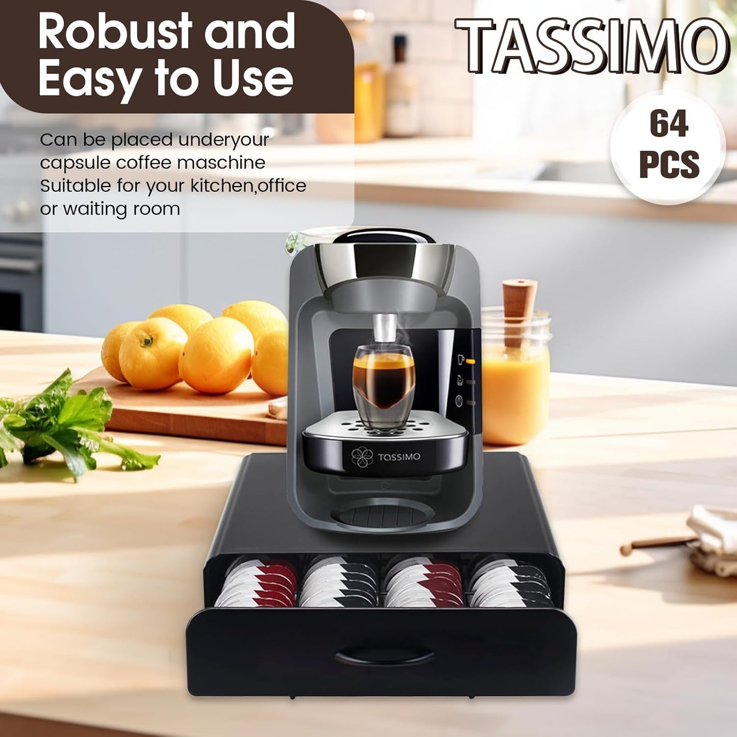 Kapselhalter-Schublade für 64 Tassimo Kapseln