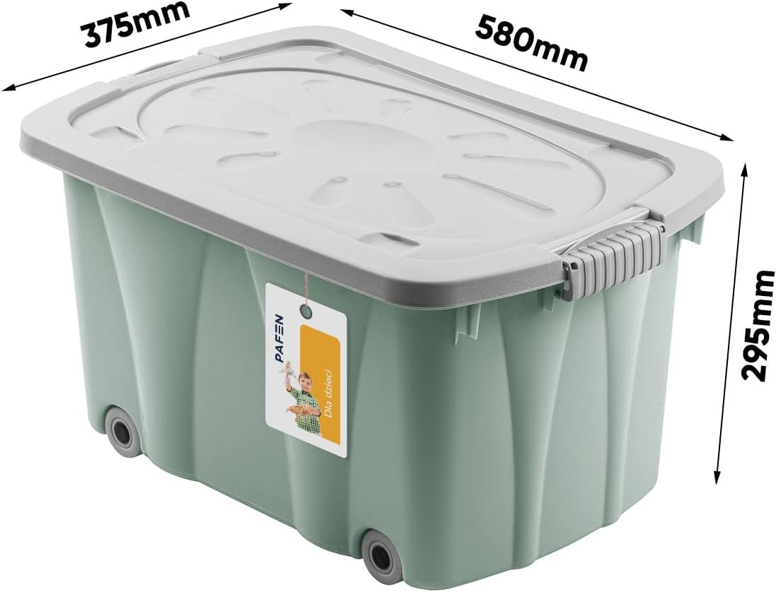 Spielzeugkiste mit Rollen, Grün Aufbewahrungsbox 49l