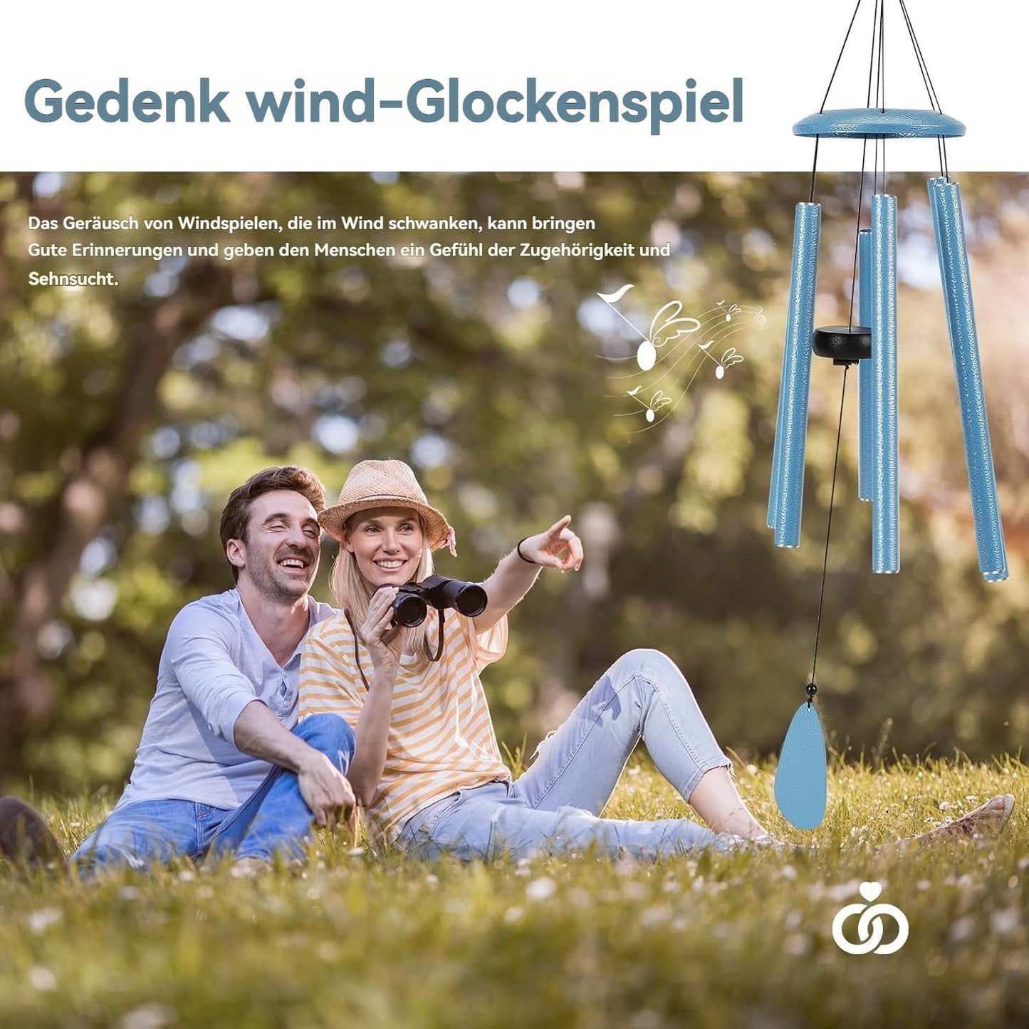 Windspiel mit 6 Röhren, 32" Blau