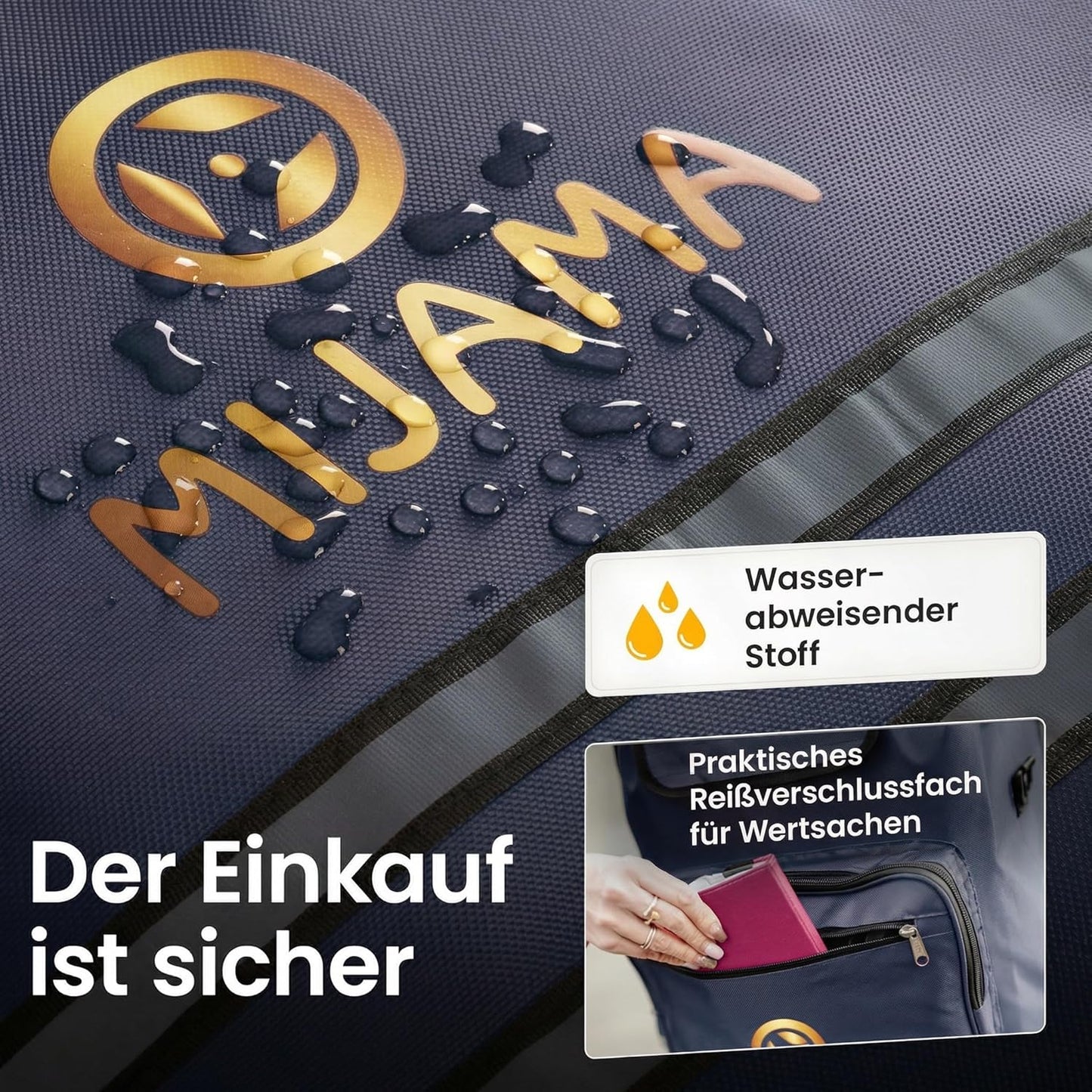 Einkaufstrolley mit grossen Lufträdern, klappbar, Dunkelblau