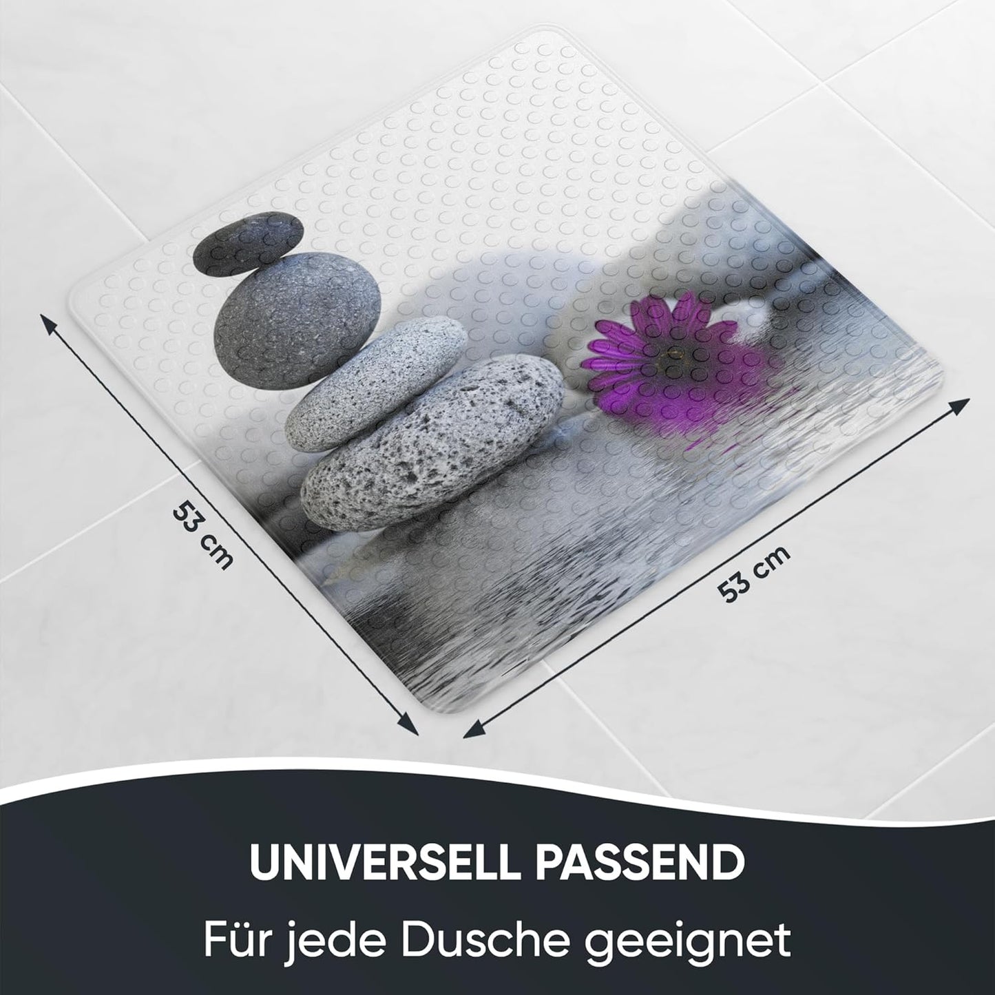 Antirutsch-Badematte, maschinenwaschbar, Energy Stones-Motiv, Energy Stones