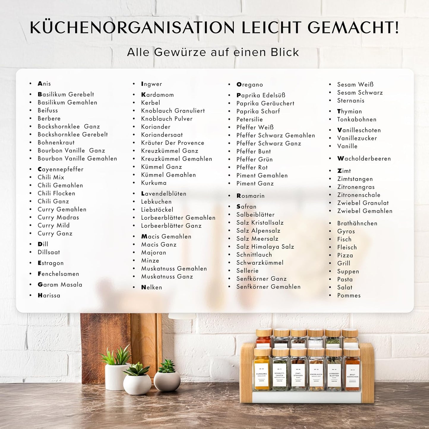 ‎EH-SJB-WH Gewürzgläser-Set, Bambus Hell